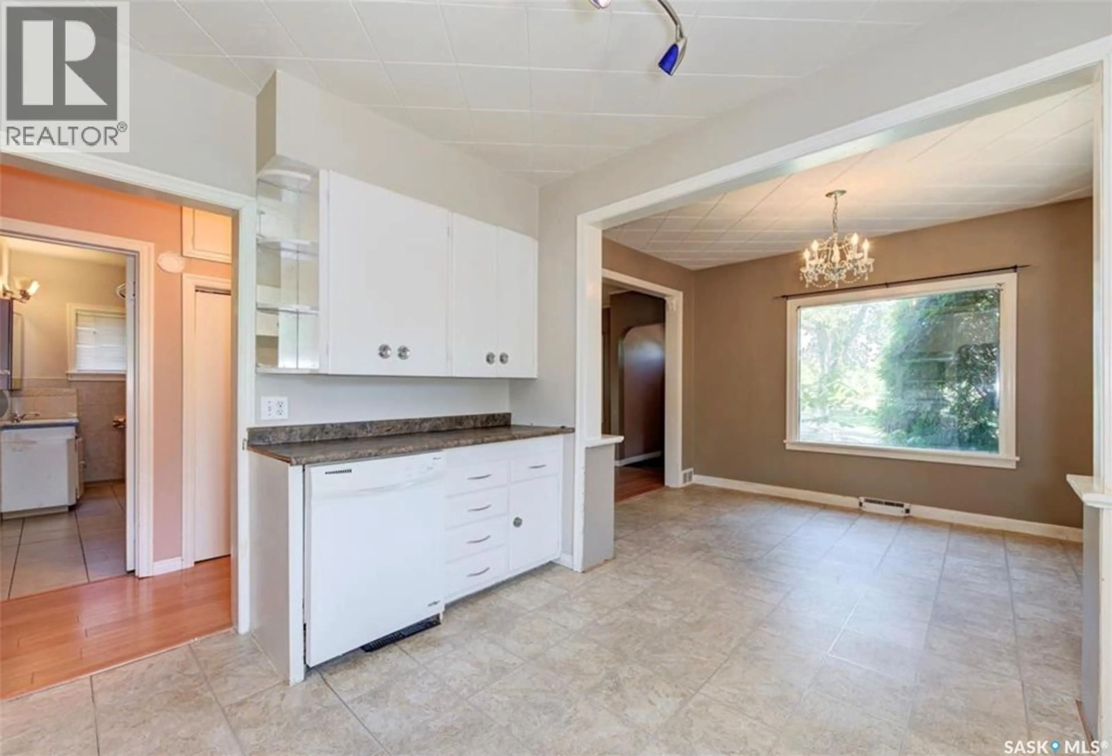 Open concept kitchen, ceramic/tile floor for 311 1ST STREET, Wakaw Saskatchewan S0K4P0