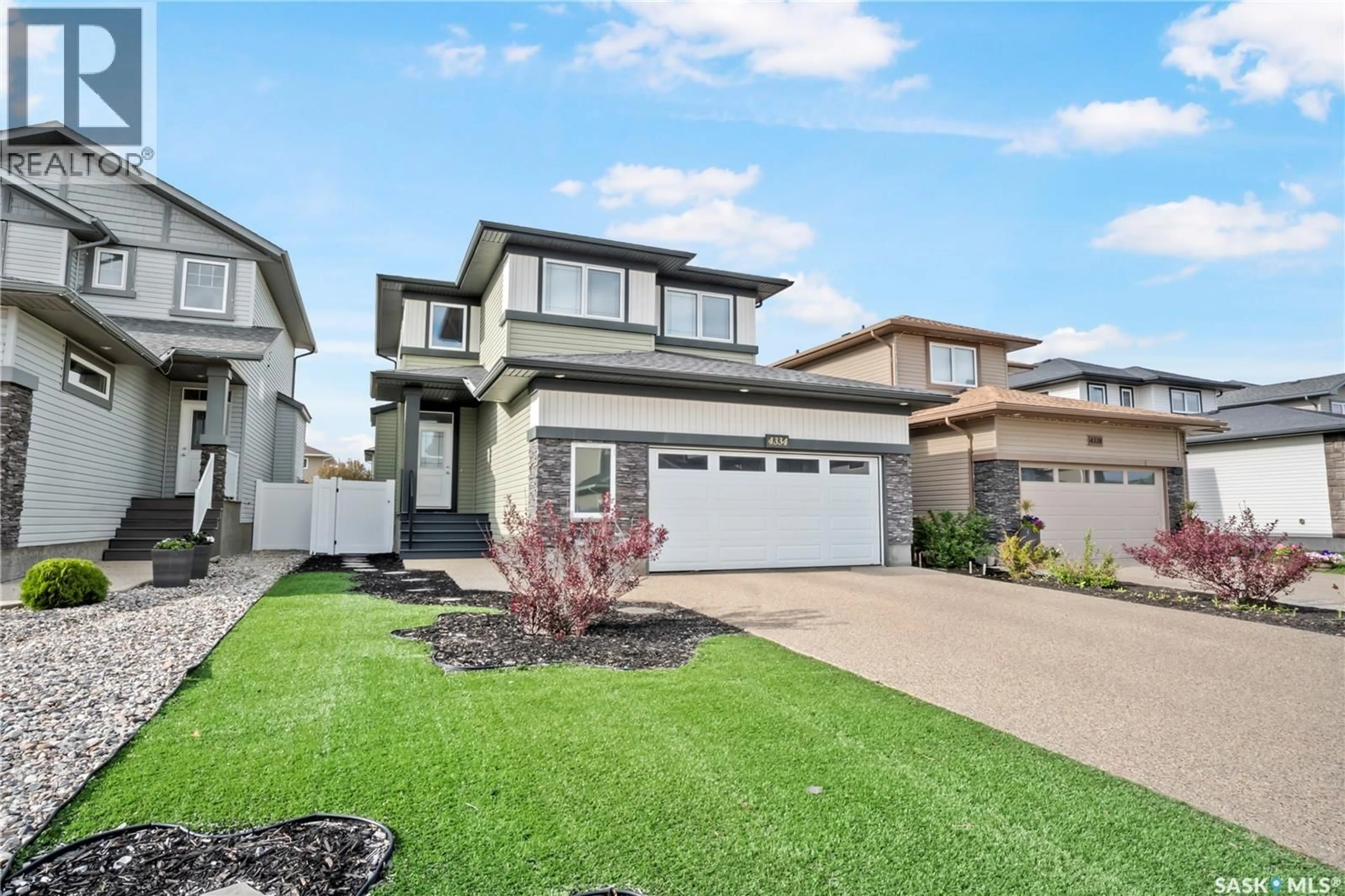 Home with vinyl exterior material, street for E - 4334 GREEN OLIVE WAY, Regina Saskatchewan S4V1P9
