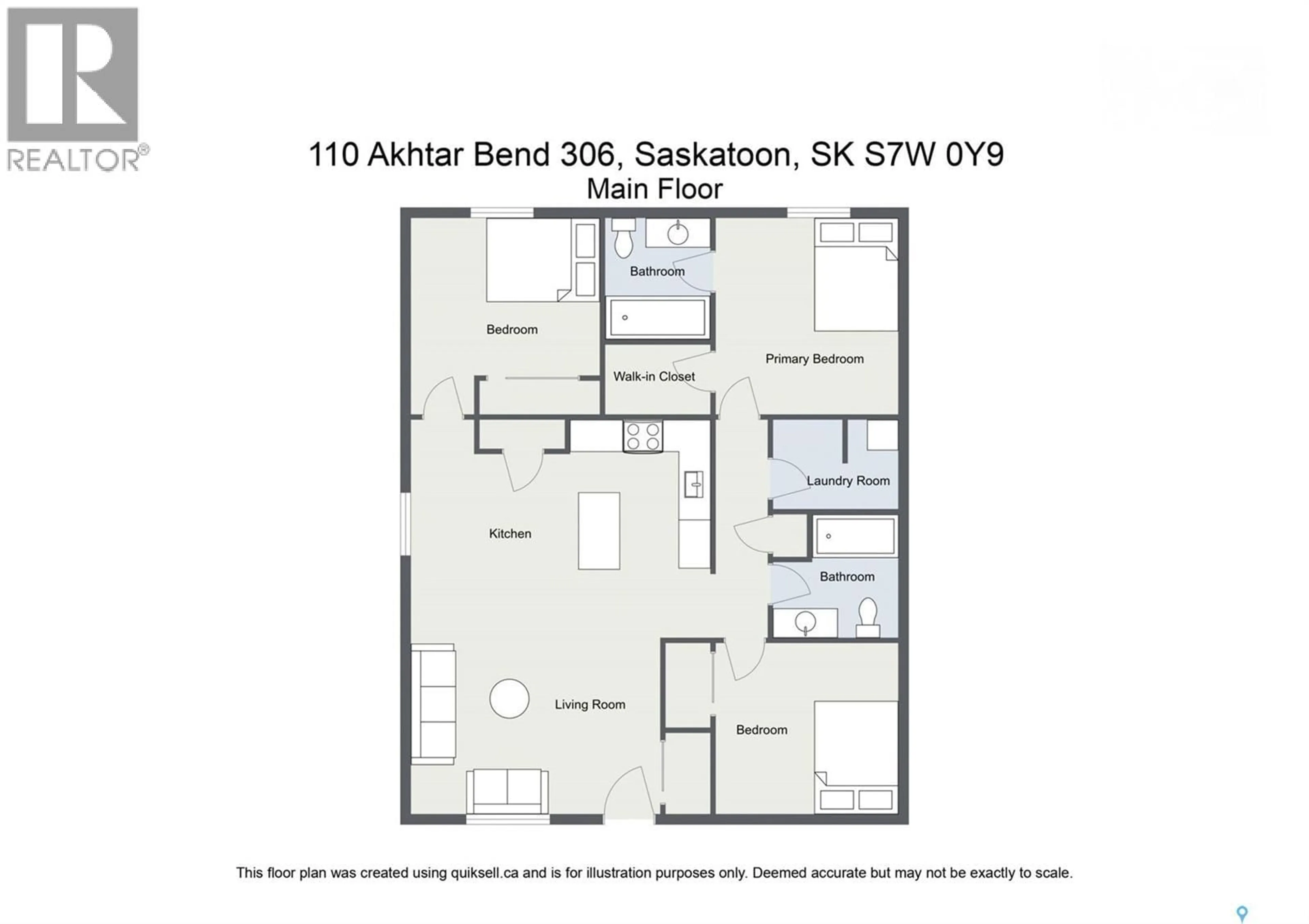 Floor plan for 306 - 110 AKHTAR BEND, Saskatoon Saskatchewan S7W0Y9