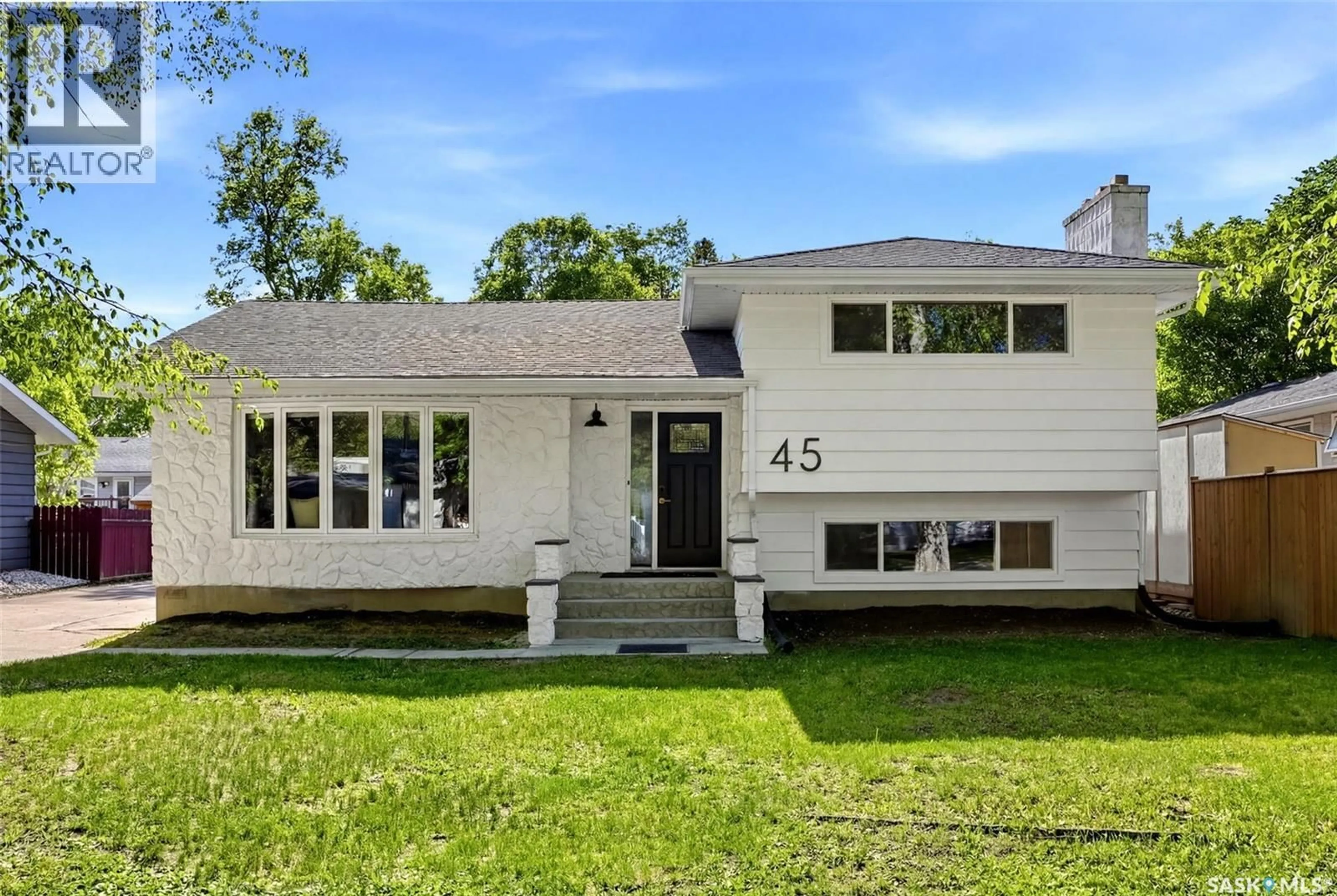 Home with vinyl exterior material, street for 45 TIBBITS ROAD, Regina Saskatchewan S4S1N5