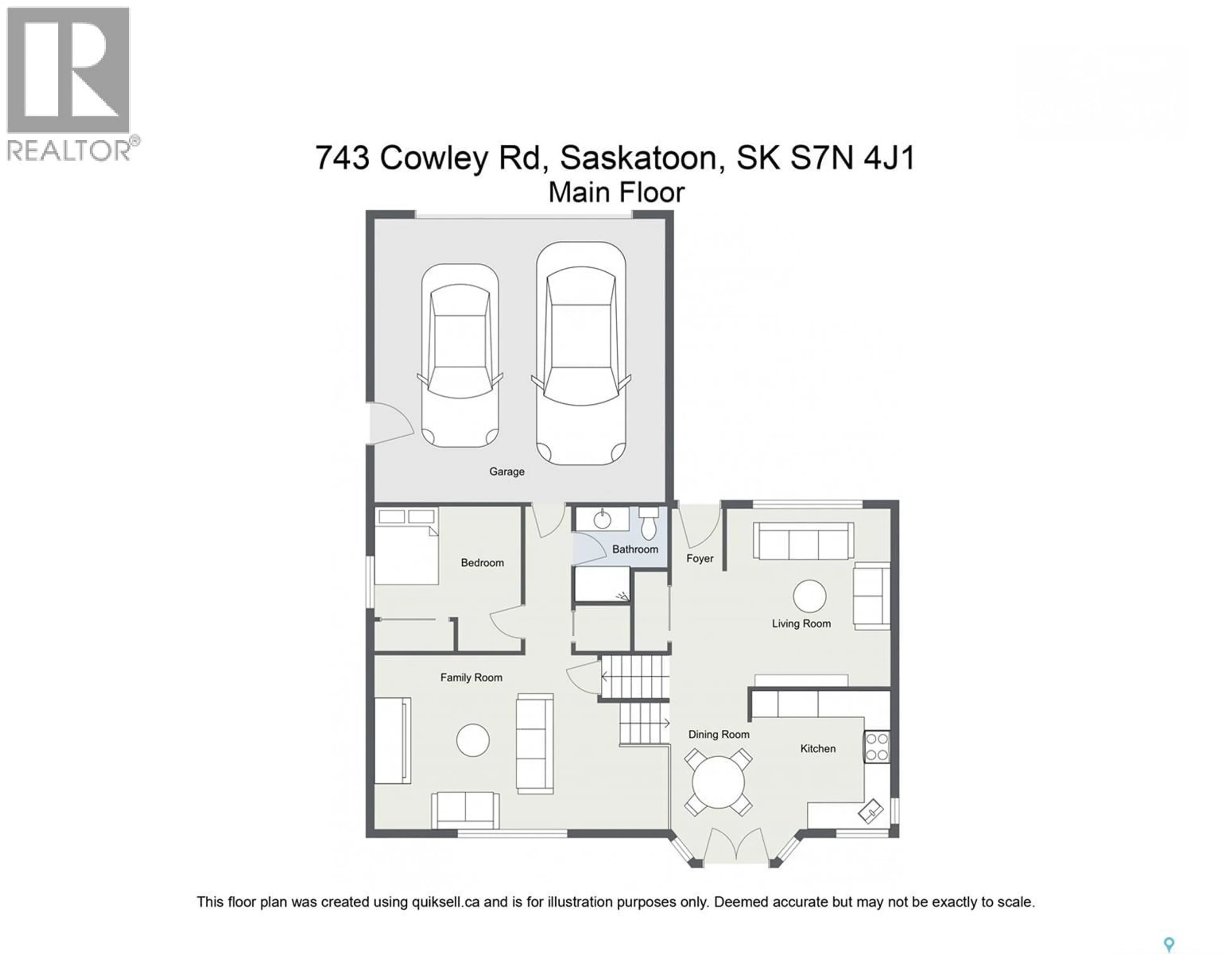 Floor plan for 743 COWLEY ROAD, Saskatoon Saskatchewan S7N4J1