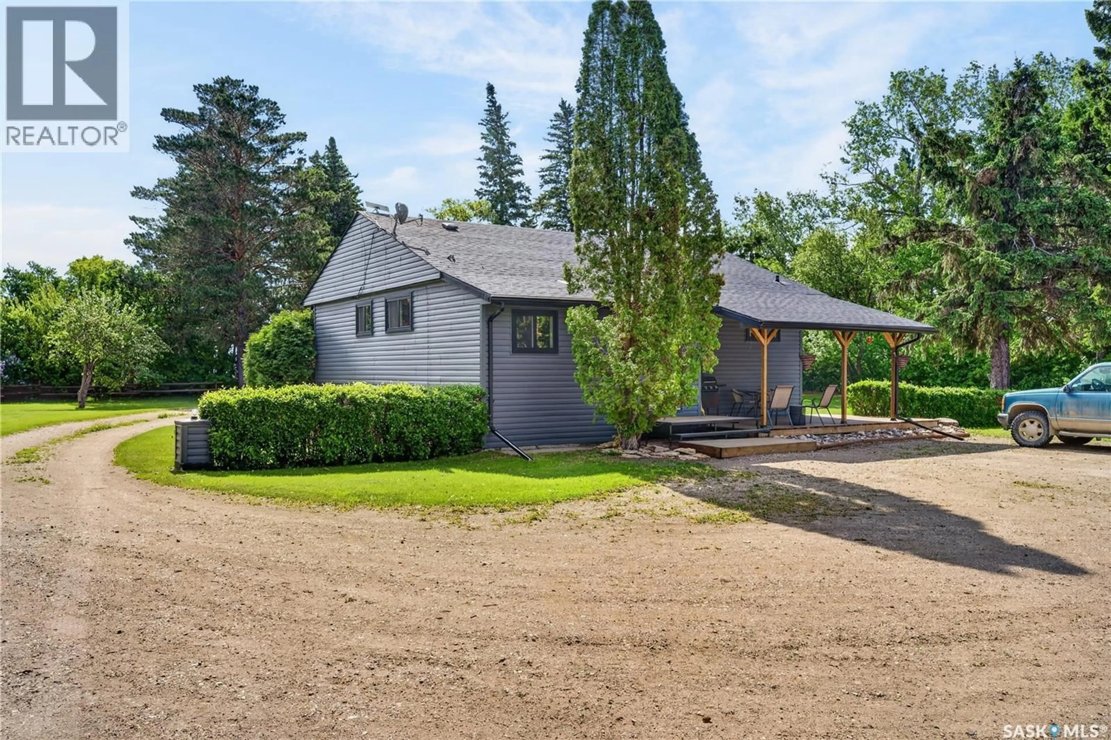 A pic from outside/outdoor area/front of a property/back of a property/a pic from drone, street for EGGERMAN ACREAGE, St. Peter RM No. 369 Saskatchewan S0K4C0