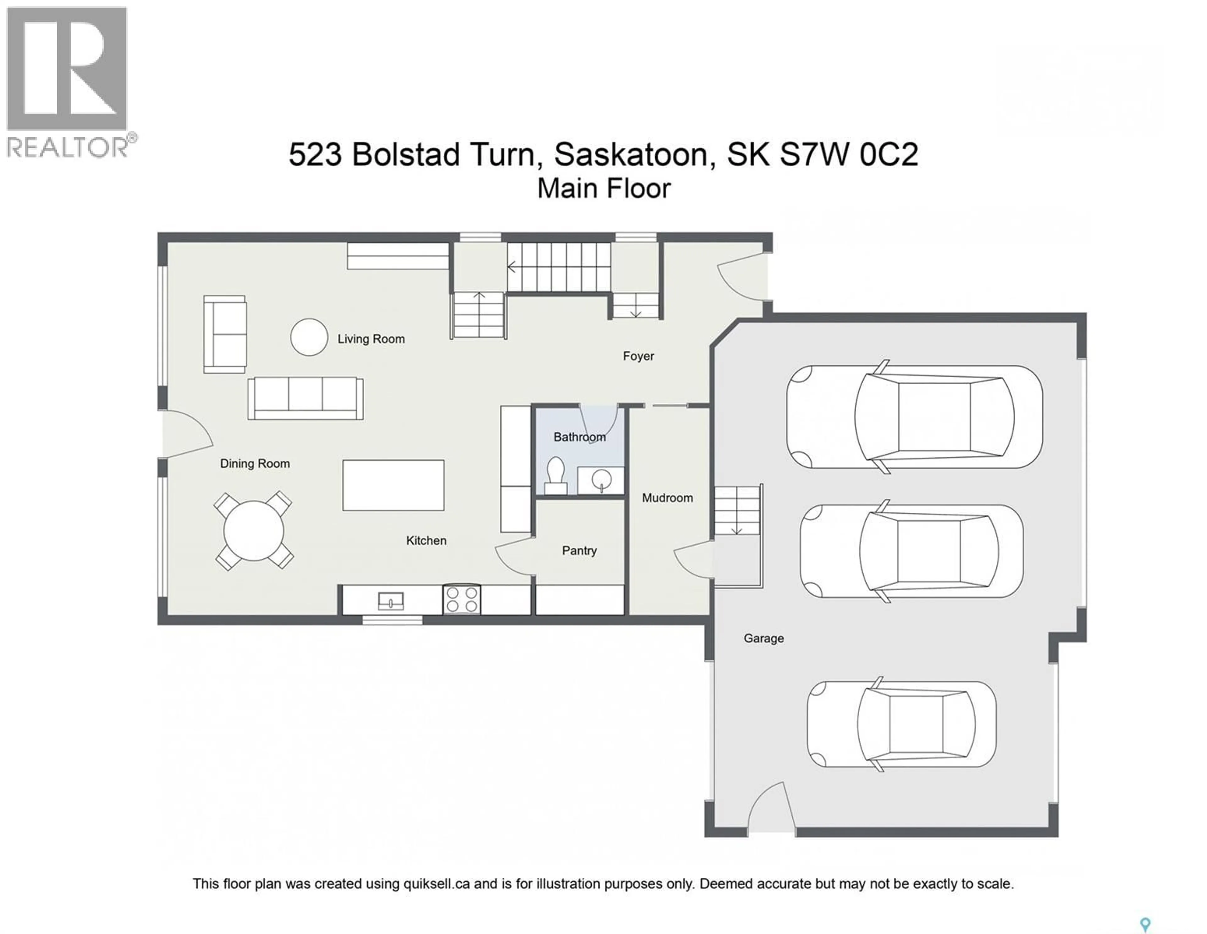 Floor plan for 523 BOLSTAD TURN, Saskatoon Saskatchewan S7W0X9