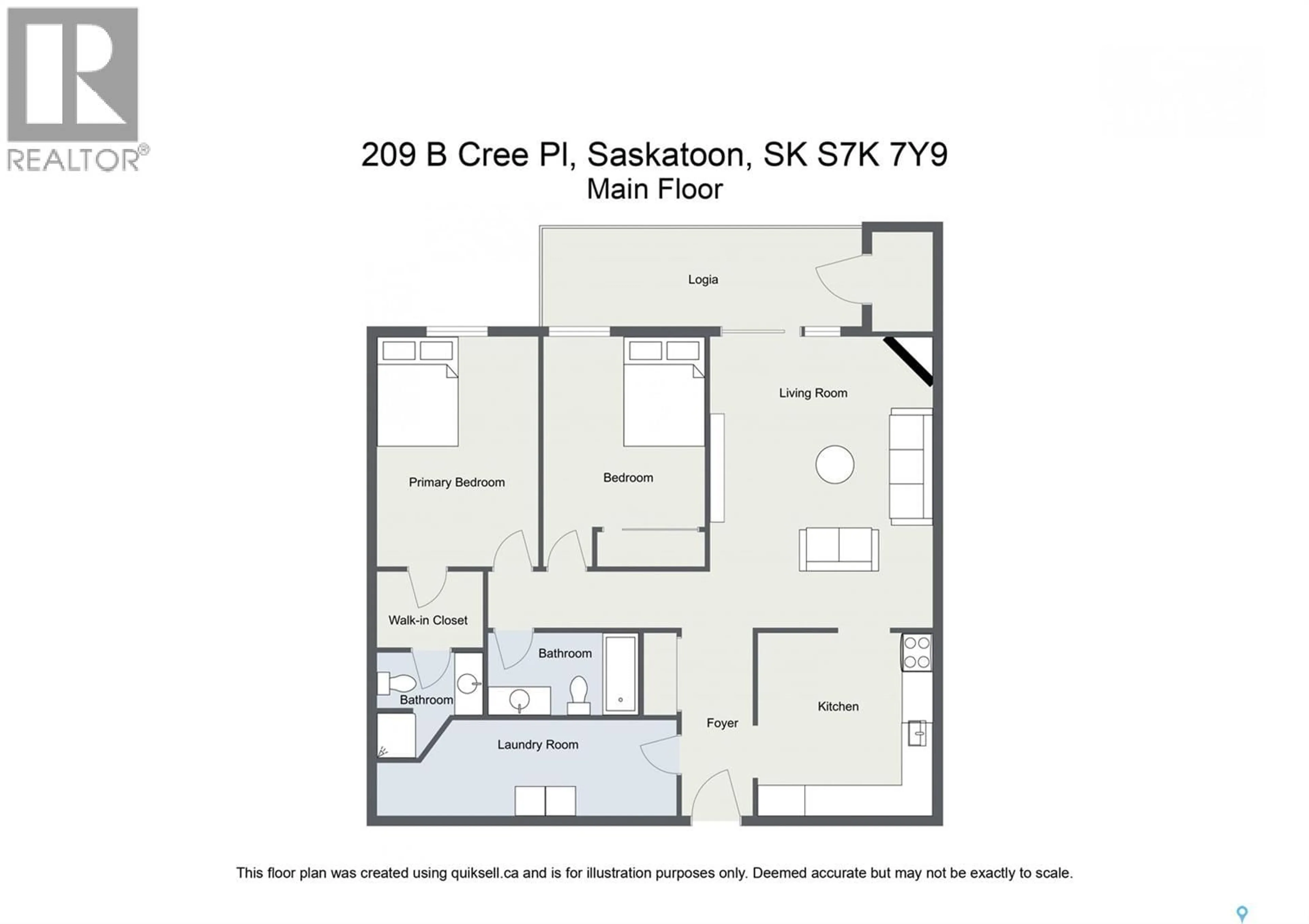 Floor plan for 209B - 114 CREE PLACE, Saskatoon Saskatchewan S7K7Y9