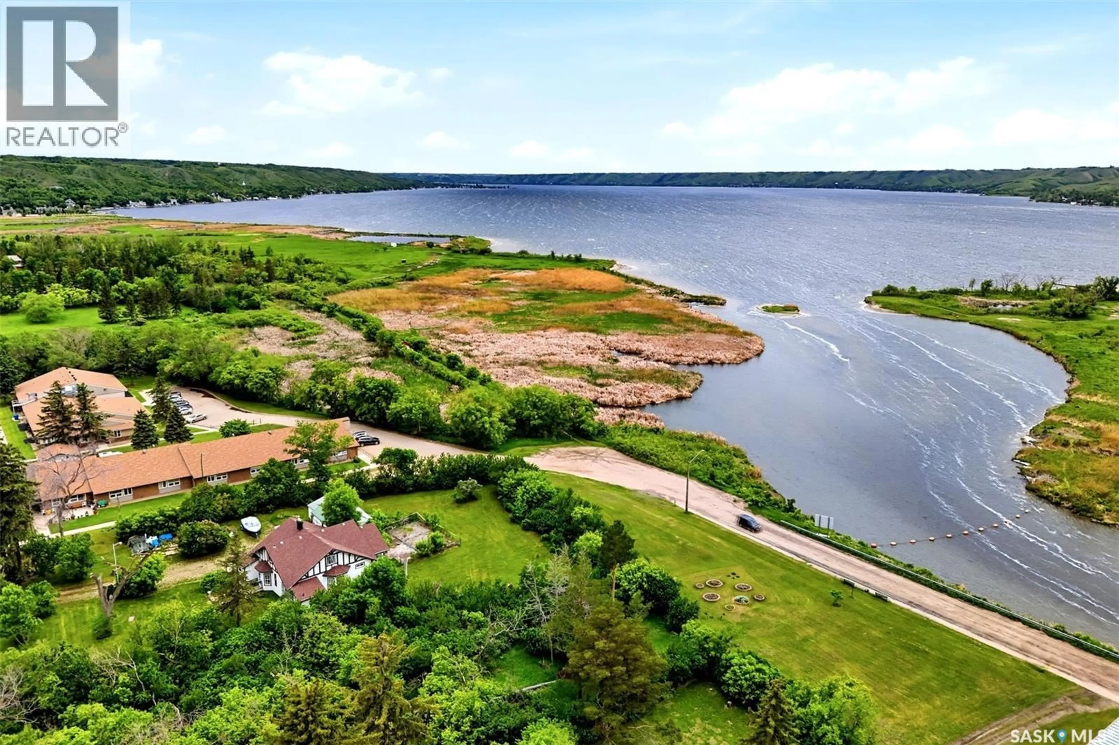 A pic from outside/outdoor area/front of a property/back of a property/a pic from drone, water/lake/river/ocean view for 143 HUDSON PLACE, Fort Qu'Appelle Saskatchewan S0G1S0