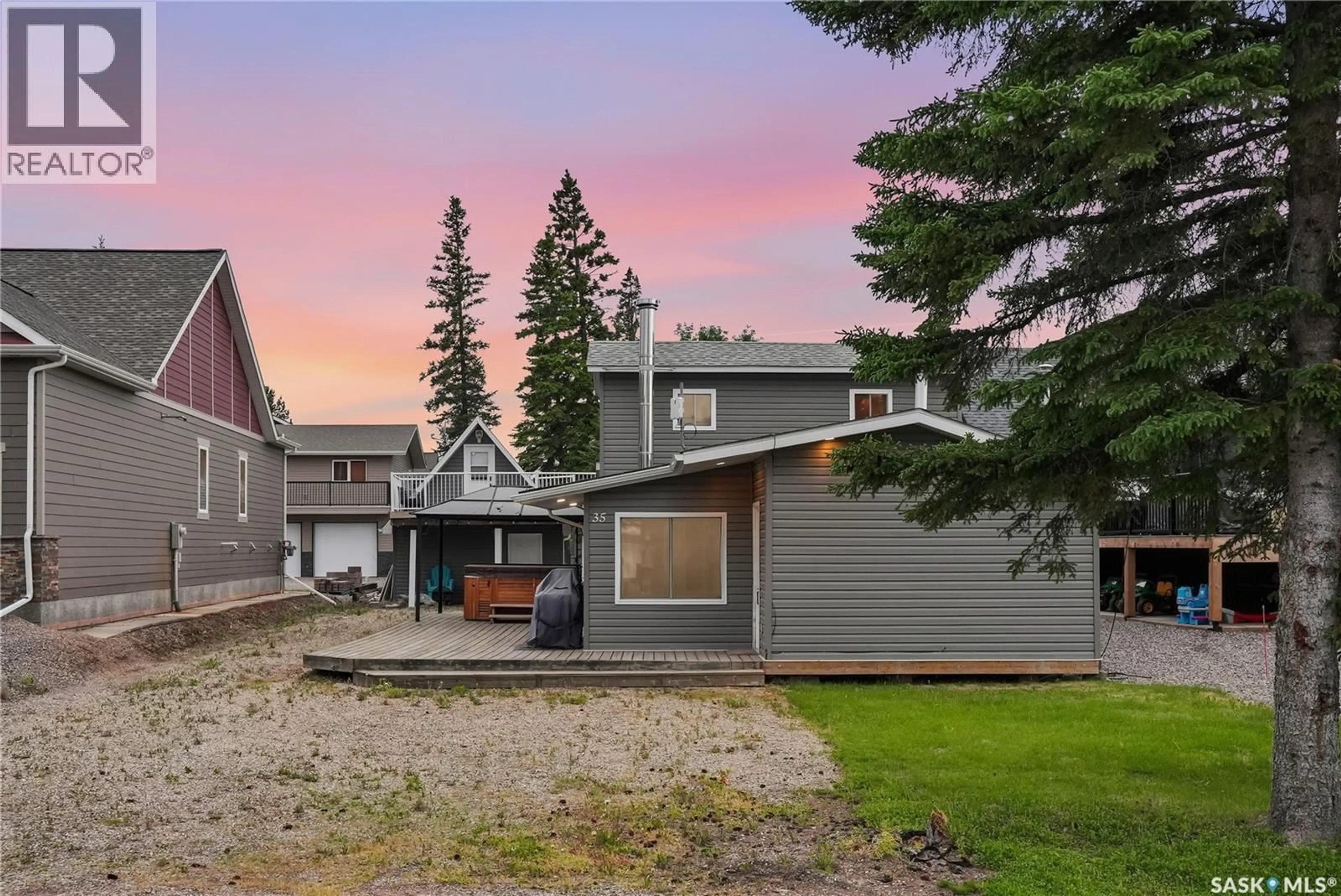A pic from outside/outdoor area/front of a property/back of a property/a pic from drone, mountain view for 35 LAKEVIEW DRIVE, Candle Lake Saskatchewan S0J3E0