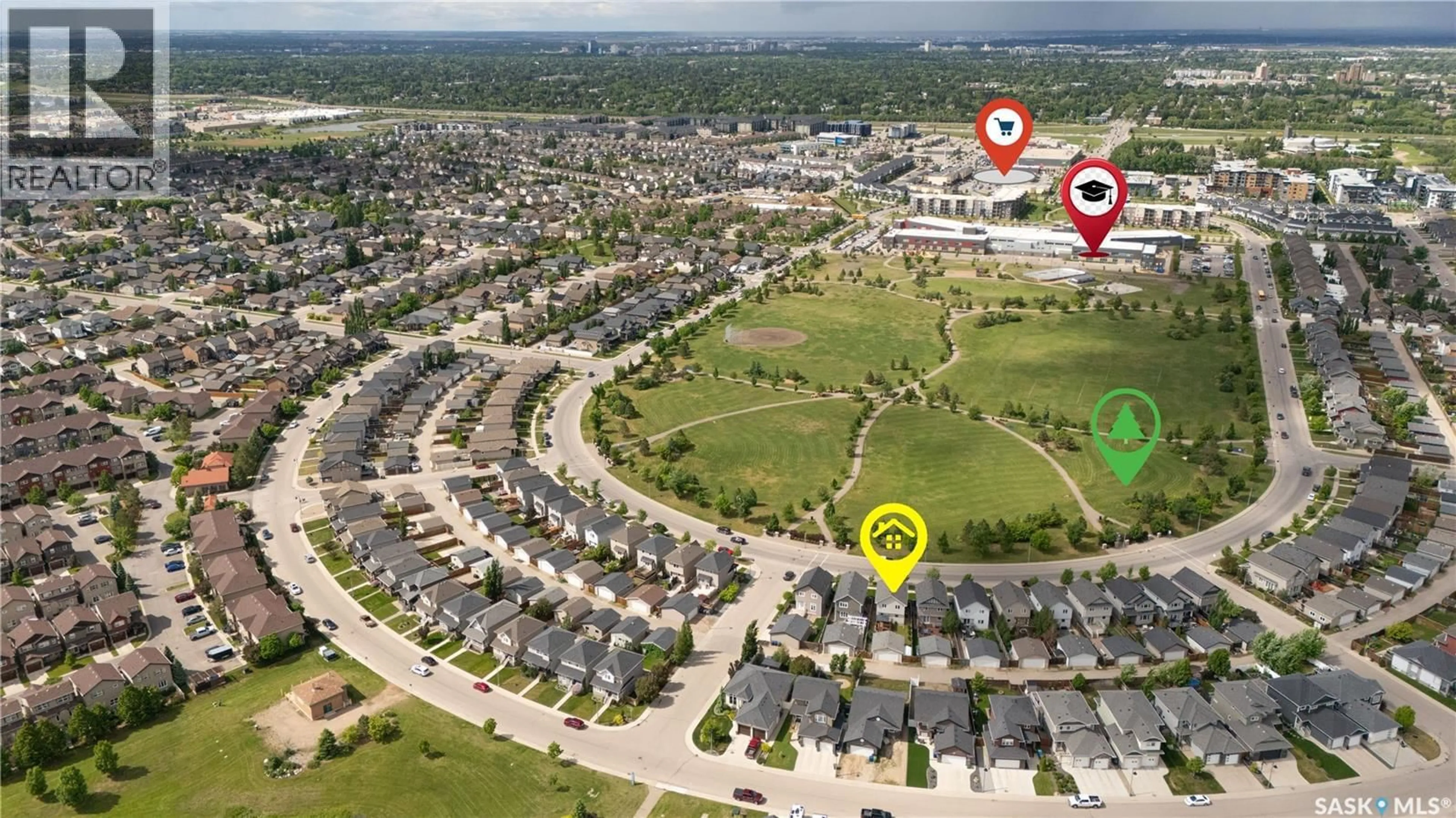 A pic from outside/outdoor area/front of a property/back of a property/a pic from drone, street for 610 STONEBRIDGE COMMON, Saskatoon Saskatchewan S7K0M9