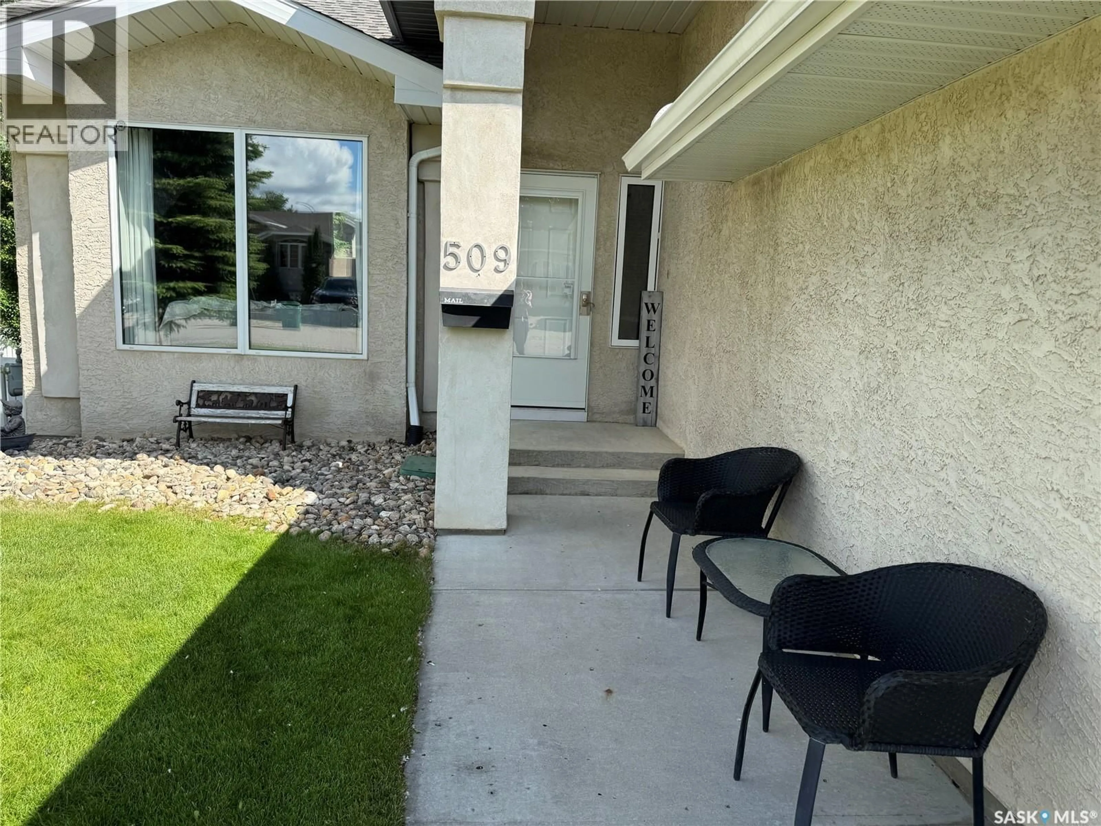 Patio, street for 509 MEADOW ROAD, Pilot Butte Saskatchewan S0G3Z0