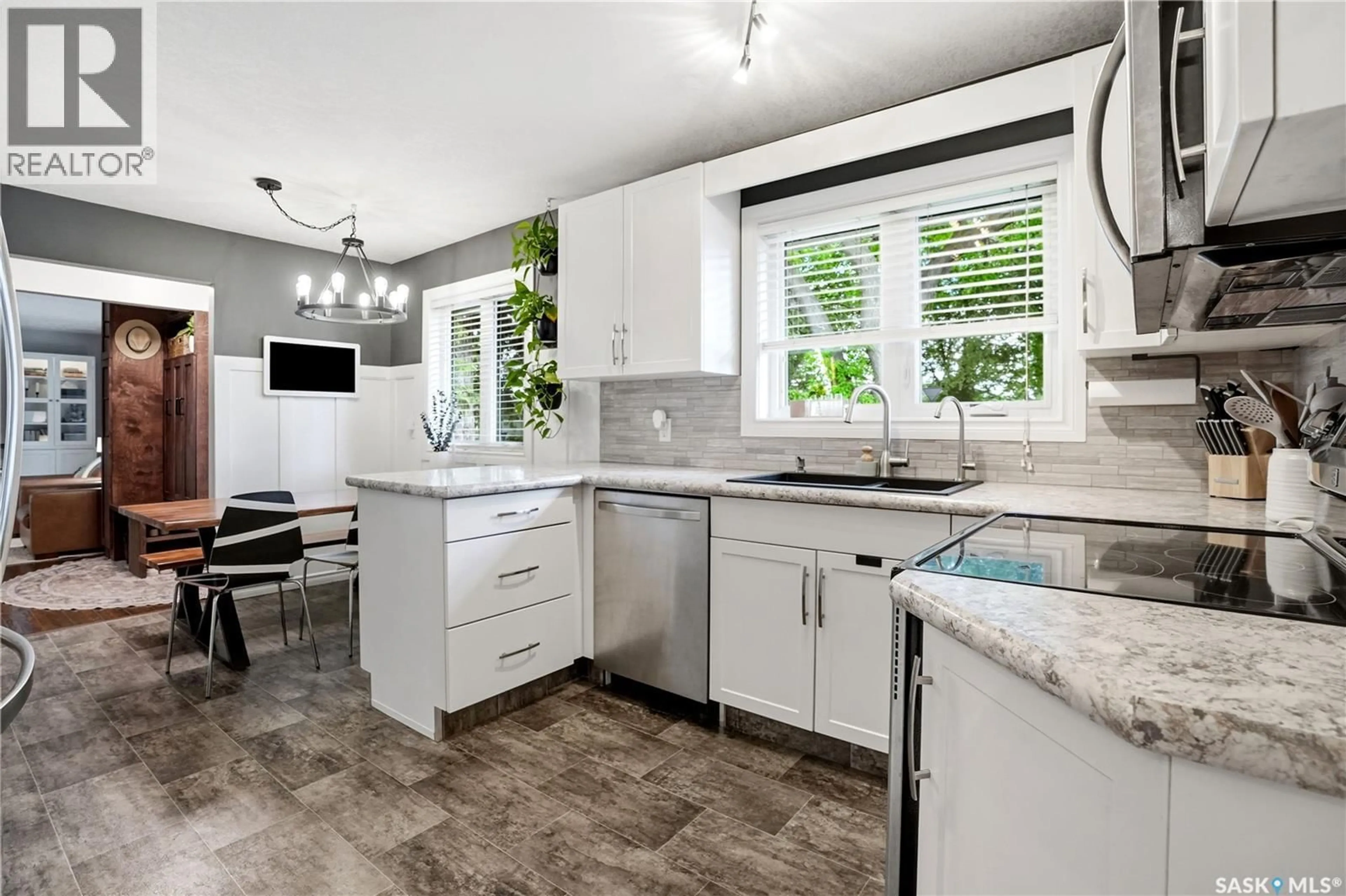 Open concept kitchen, ceramic/tile floor for 38 ELLISON CRESCENT, Regina Saskatchewan S4R4V5
