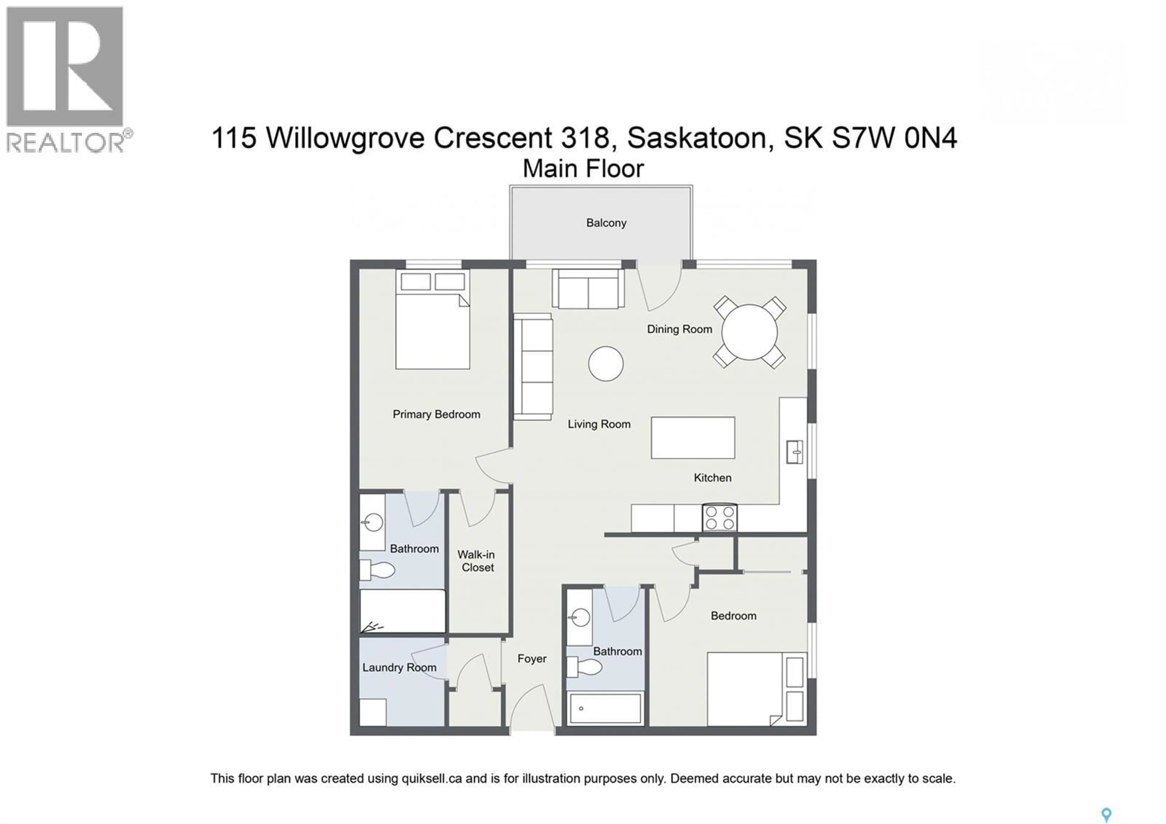 Floor plan for 115 - 318 WILLOWGROVE CRESCENT, Saskatoon Saskatchewan S7W0N4