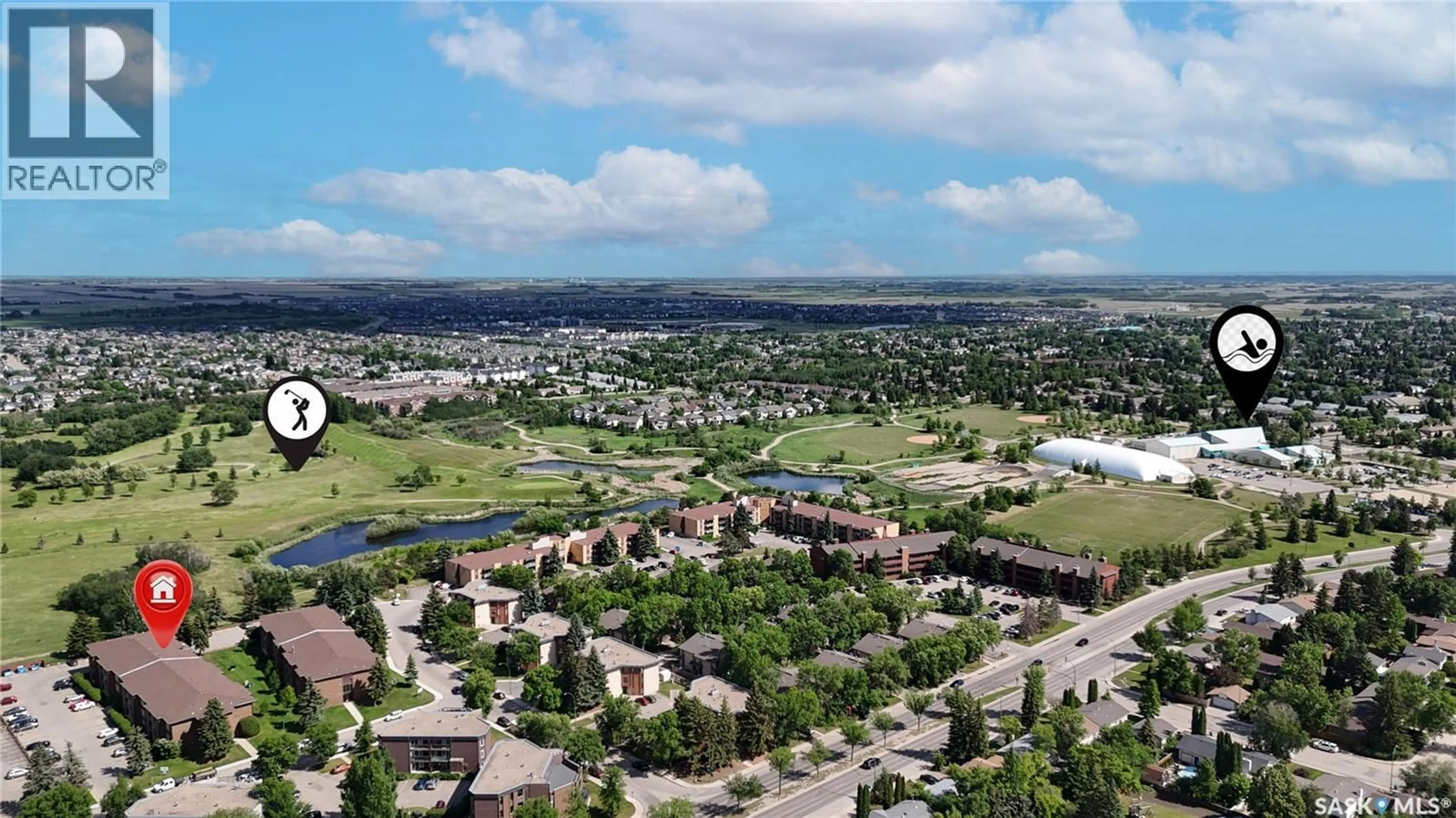 A pic from outside/outdoor area/front of a property/back of a property/a pic from drone, mountain view for 309 315 TAIT CRESCENT, Saskatoon Saskatchewan S7H5L6