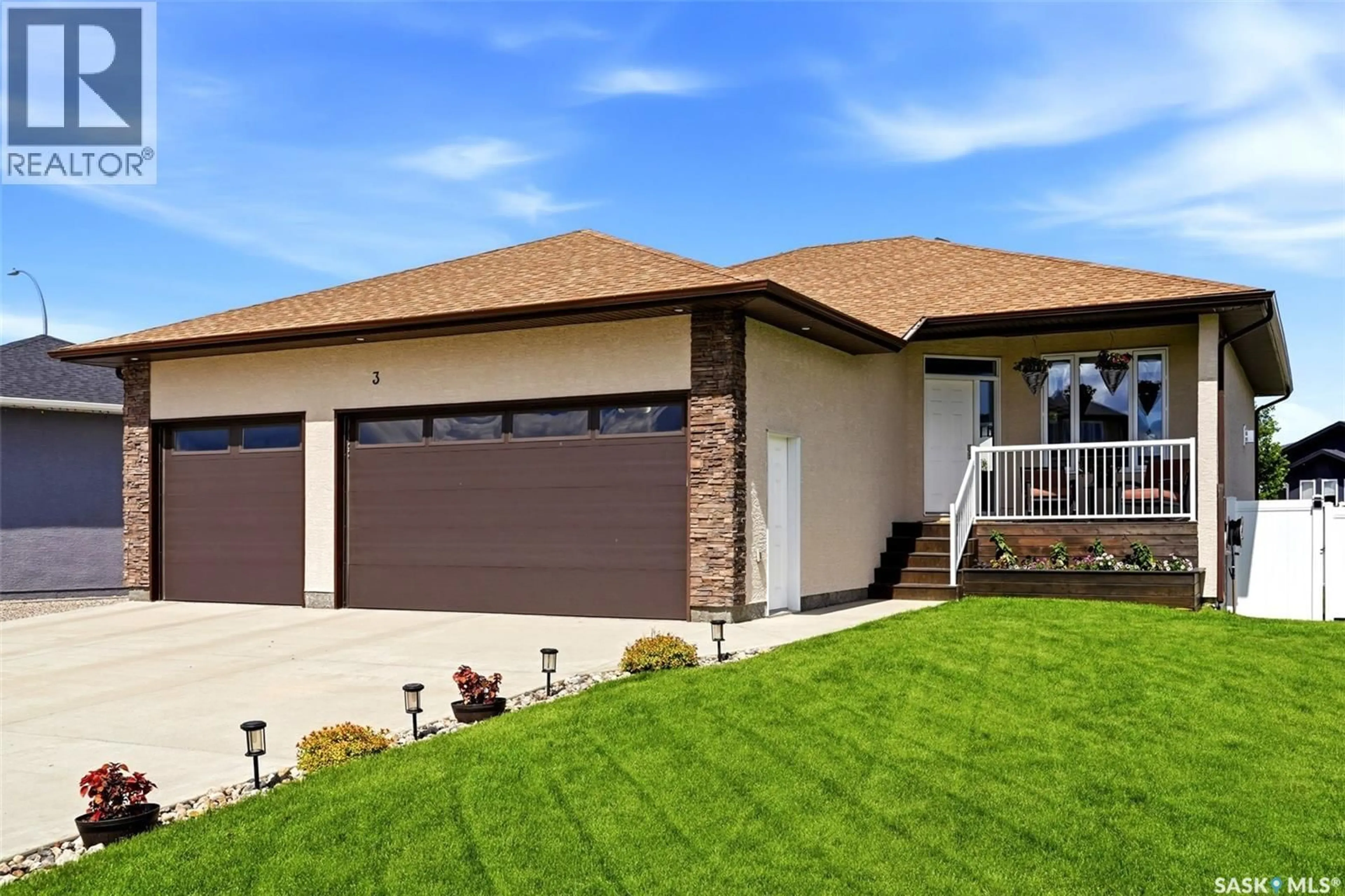 Home with vinyl exterior material, street for 3 PLAINS WAY, Pilot Butte Saskatchewan S0G3Z0