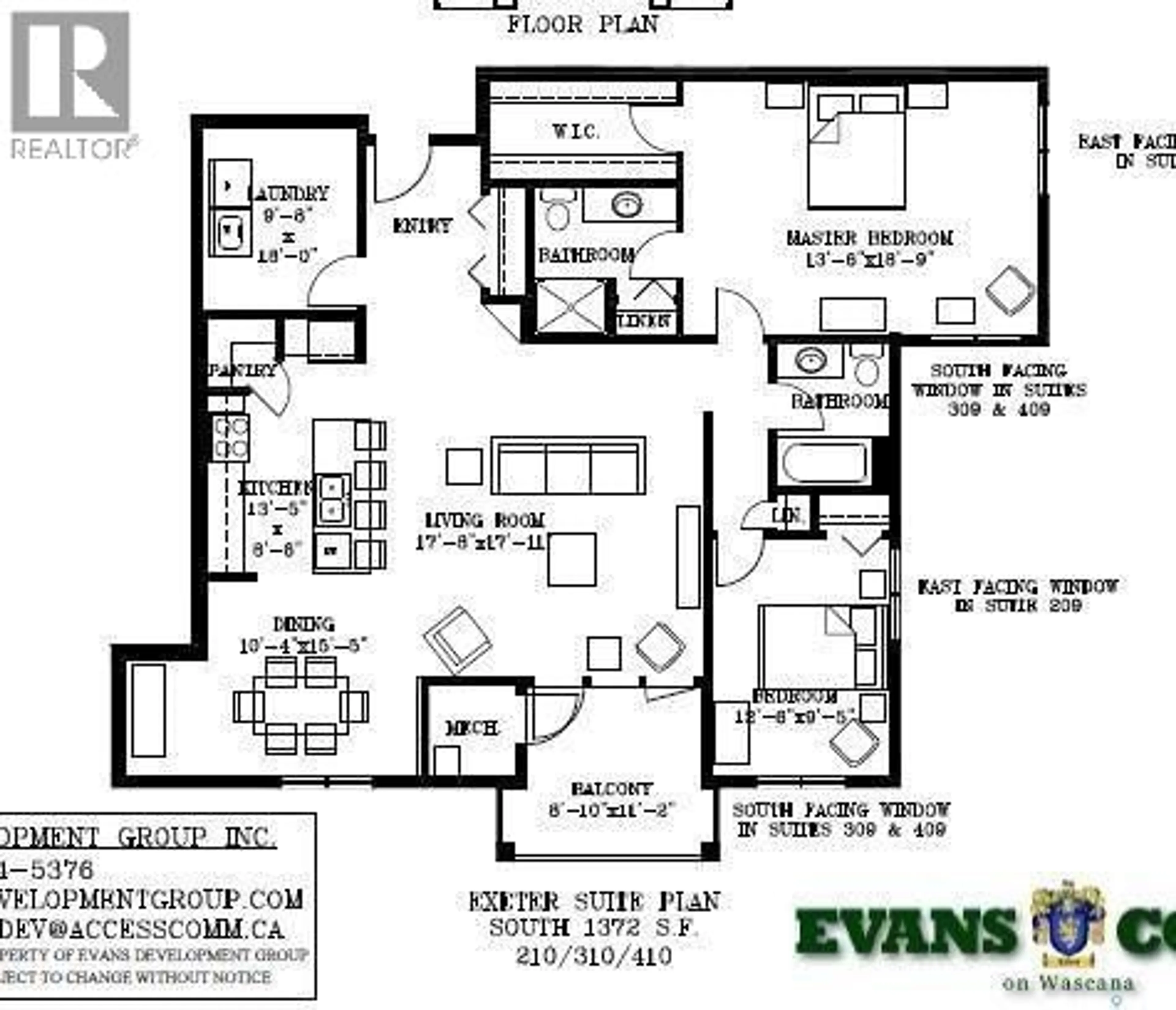 Floor plan for 410 - 3501 EVANS COURT, Regina Saskatchewan S4S0A9