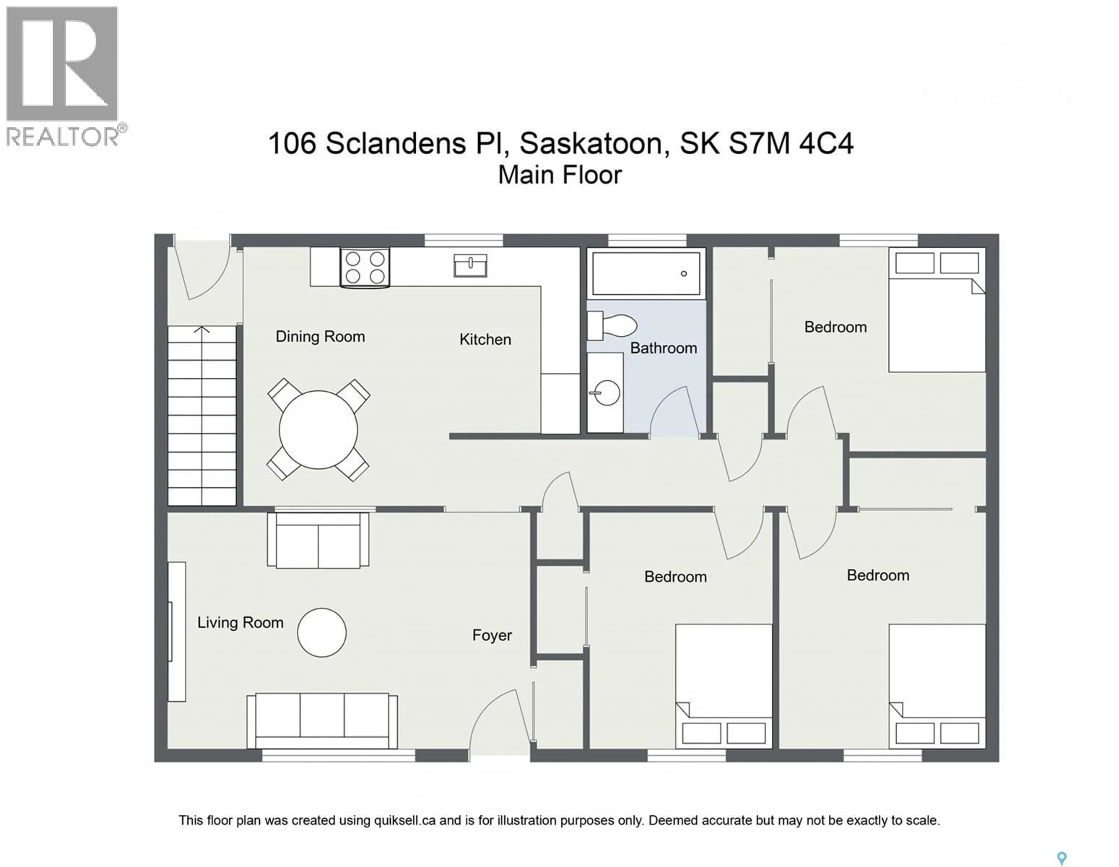 Floor plan for 106 SCLANDENS PLACE, Saskatoon Saskatchewan S7M4C4