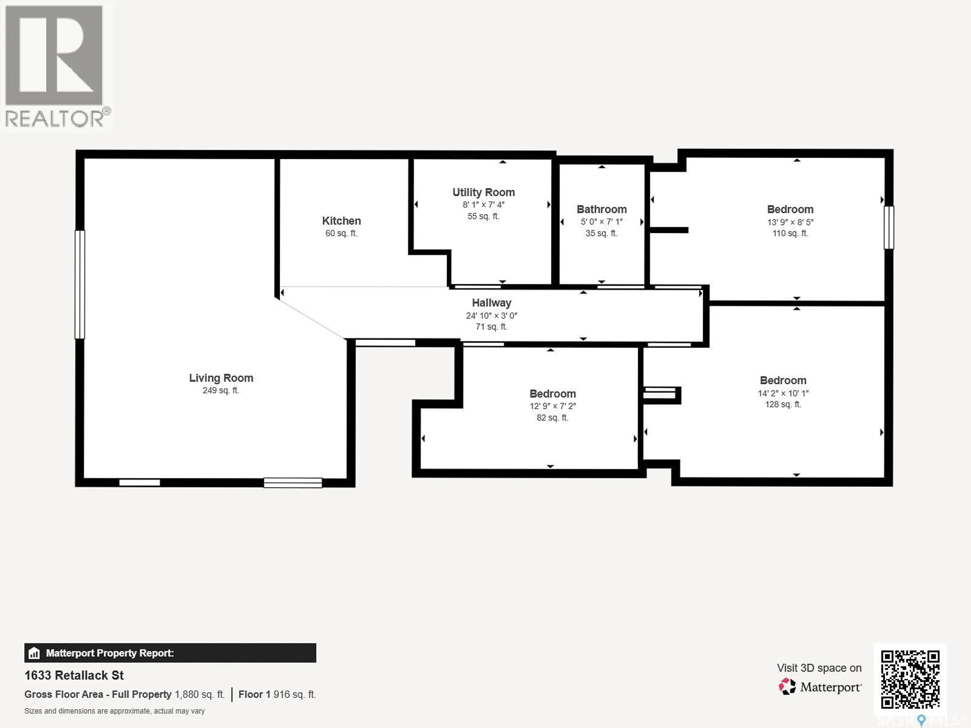 Floor plan for 1633 RETALLACK STREET, Regina Saskatchewan S4T2J6