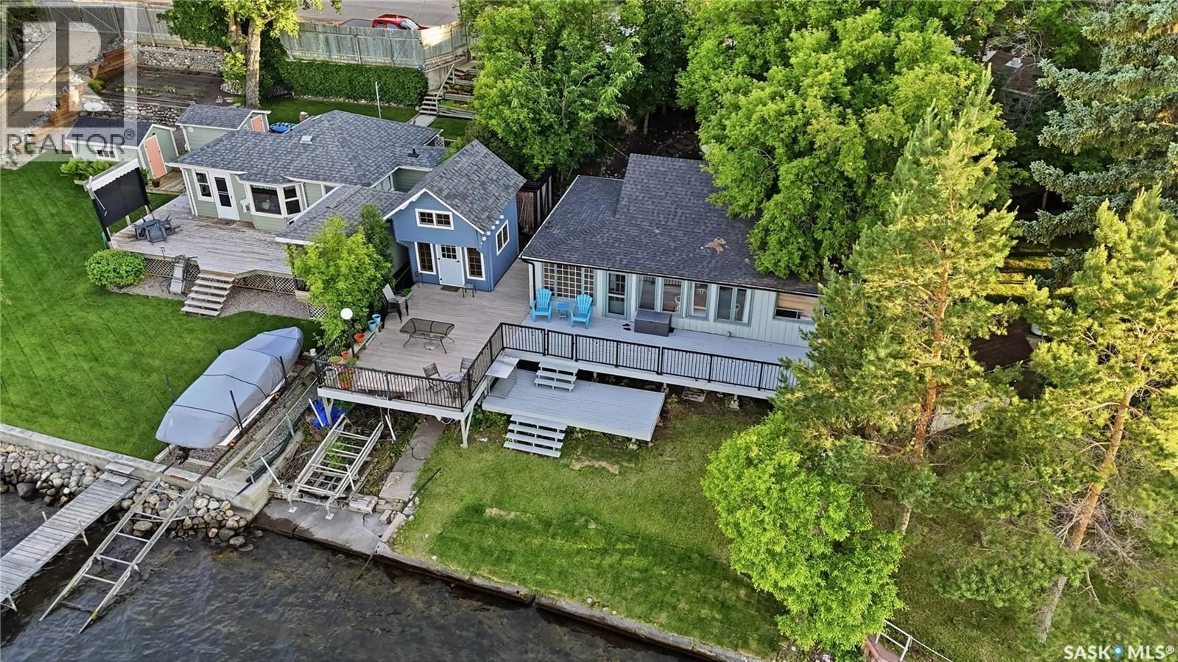 A pic from outside/outdoor area/front of a property/back of a property/a pic from drone, water/lake/river/ocean view for 111 B-SAY-TAH ROAD, B-Say-Tah Saskatchewan S0G1S0