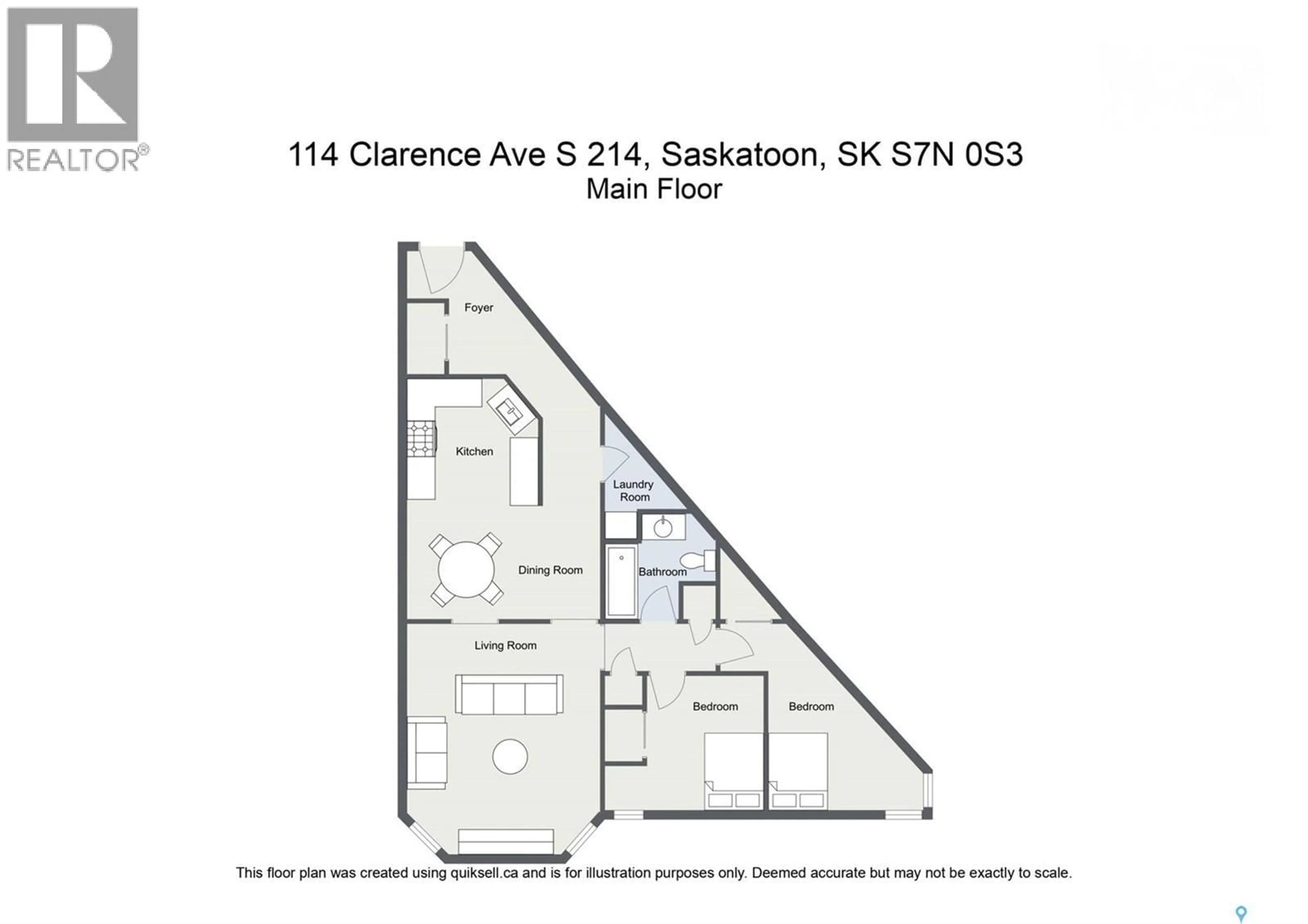 Floor plan for 114 - 214 CLARENCE AVENUE, Saskatoon Saskatchewan S7N1H1
