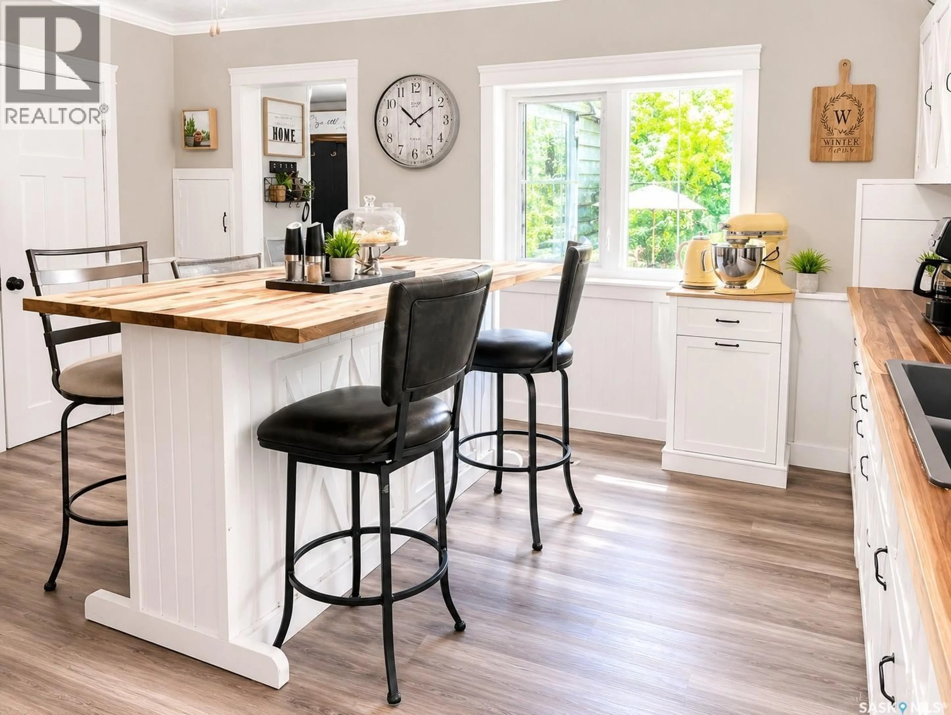 Open concept kitchen, wood/laminate floor for WHITE ACREAGE, Canwood Rm No. 494 Saskatchewan S0J2E0