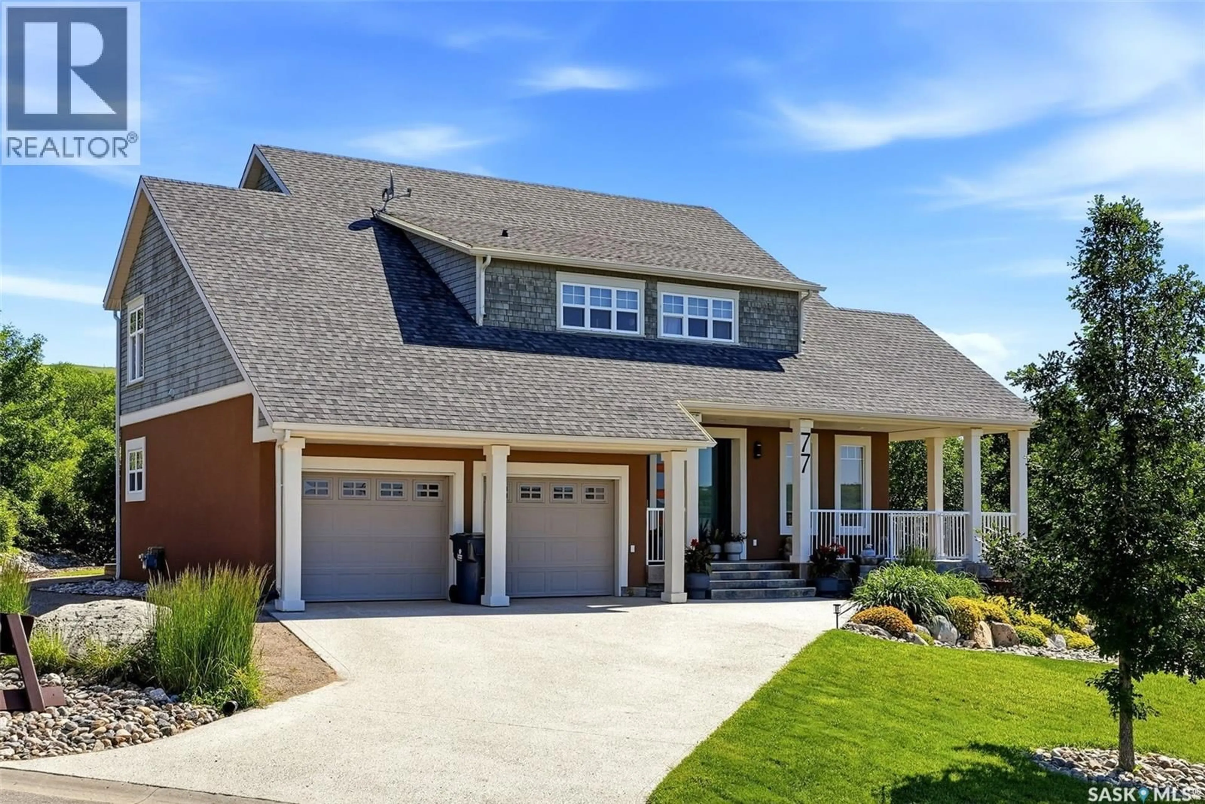 Home with brick exterior material, street for 77 DEER FOOT TRAIL, Lumsden Rm No. 189 Saskatchewan S2V1B8