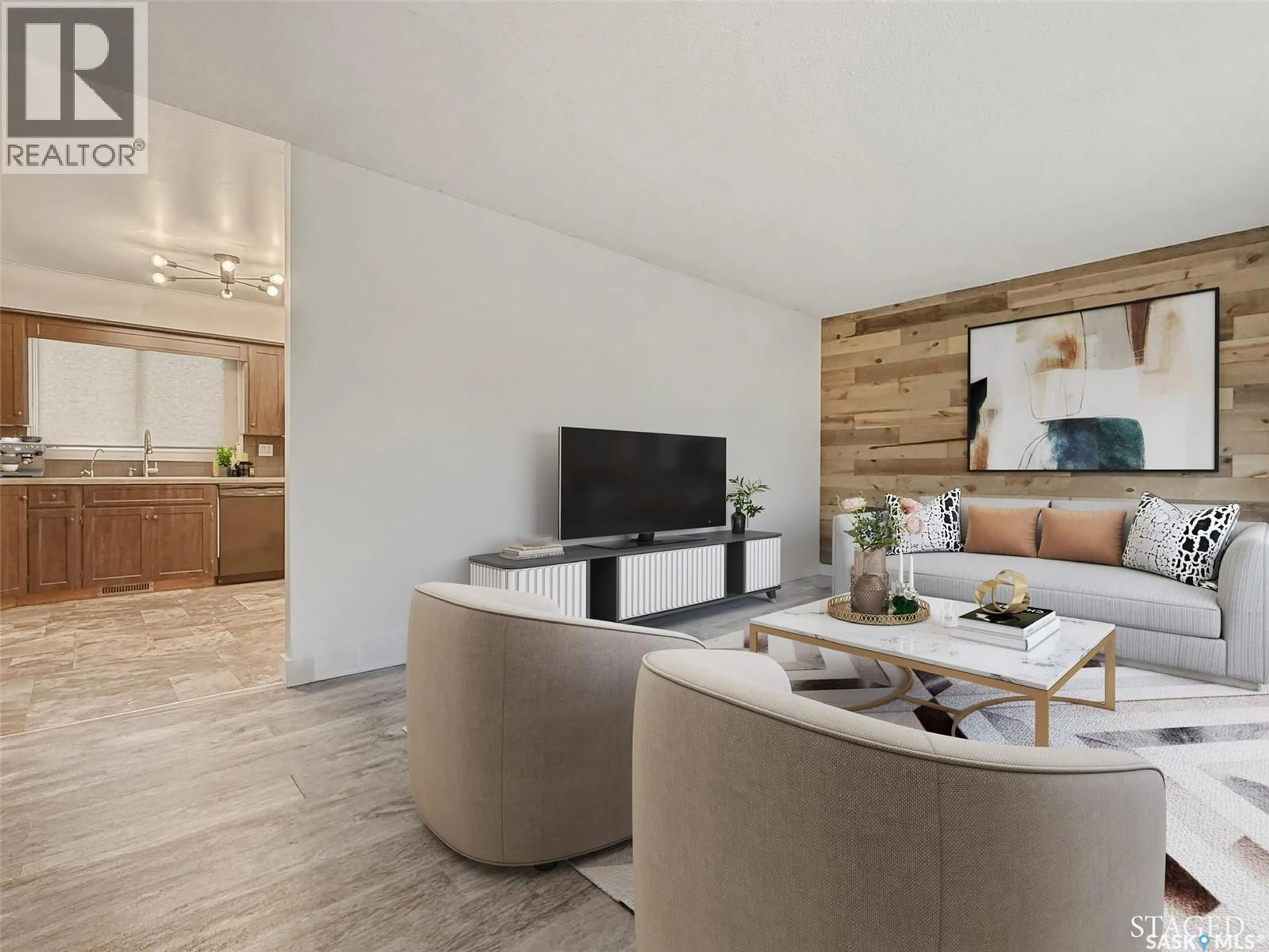 Living room with furniture, wood/laminate floor for 10 MACDONALD CRESCENT, Swift Current Saskatchewan S9H4A7