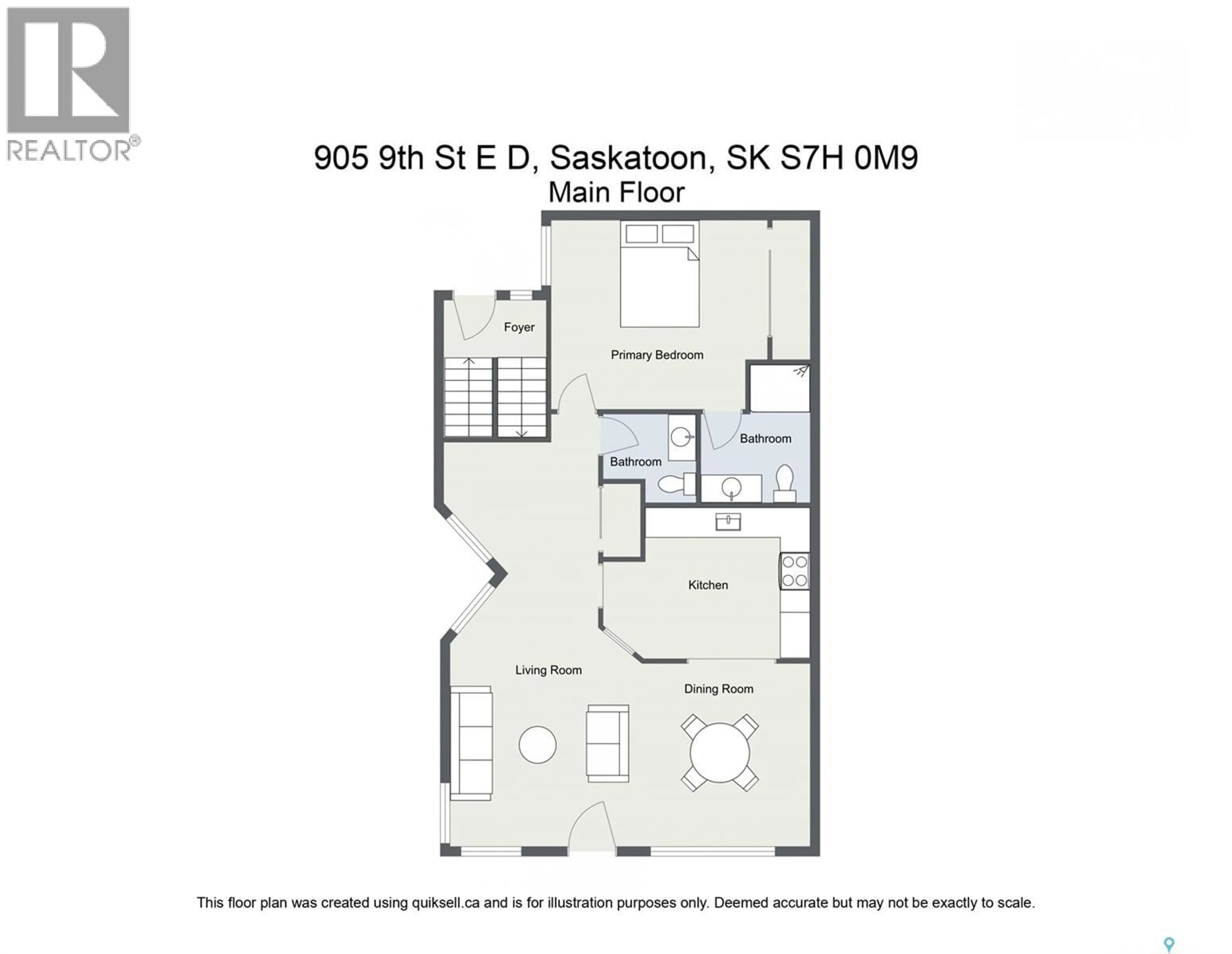Floor plan for E - 905D 9TH STREET, Saskatoon Saskatchewan S7H0M9