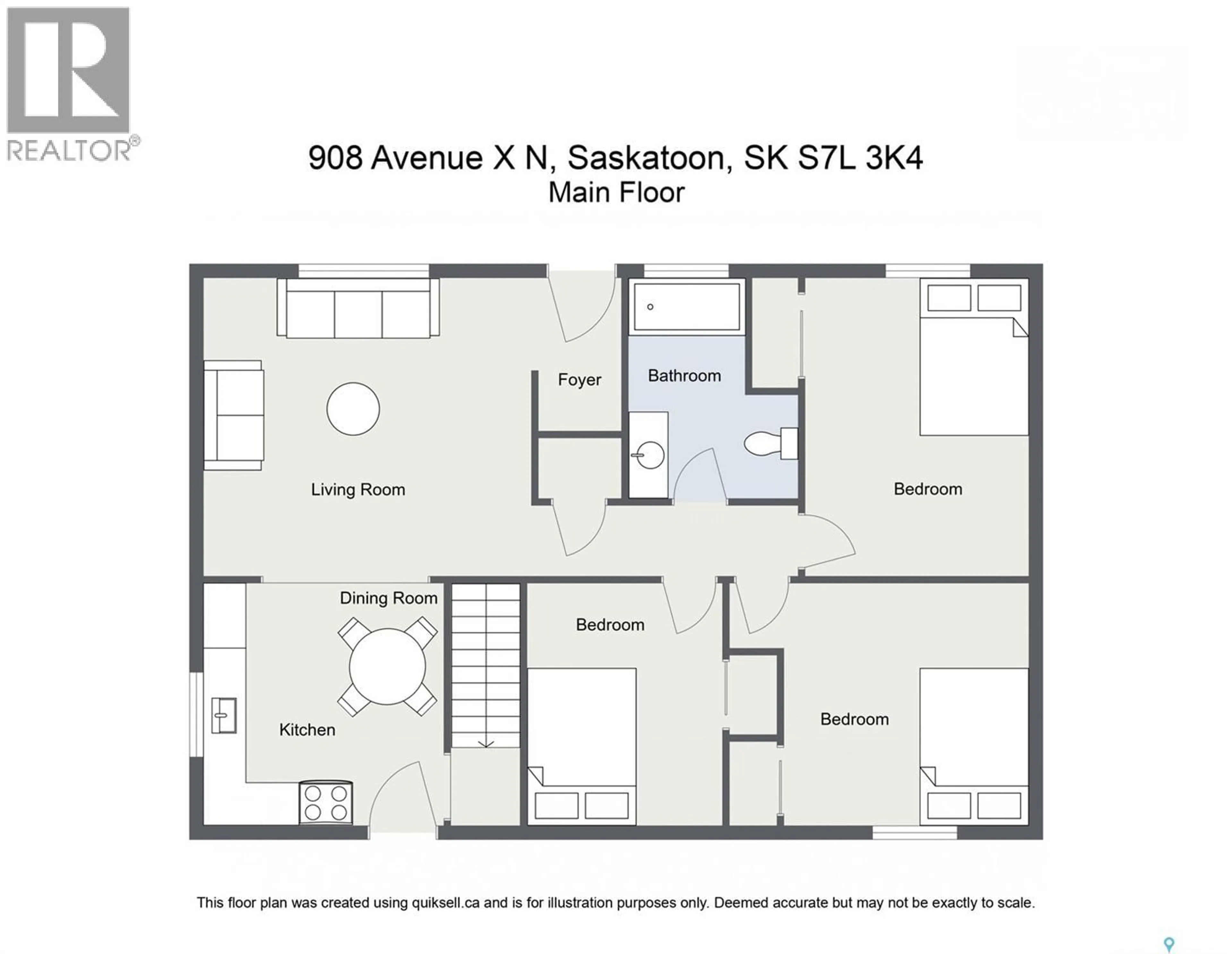 Floor plan for 908 X AVENUE, Saskatoon Saskatchewan S7L3K4