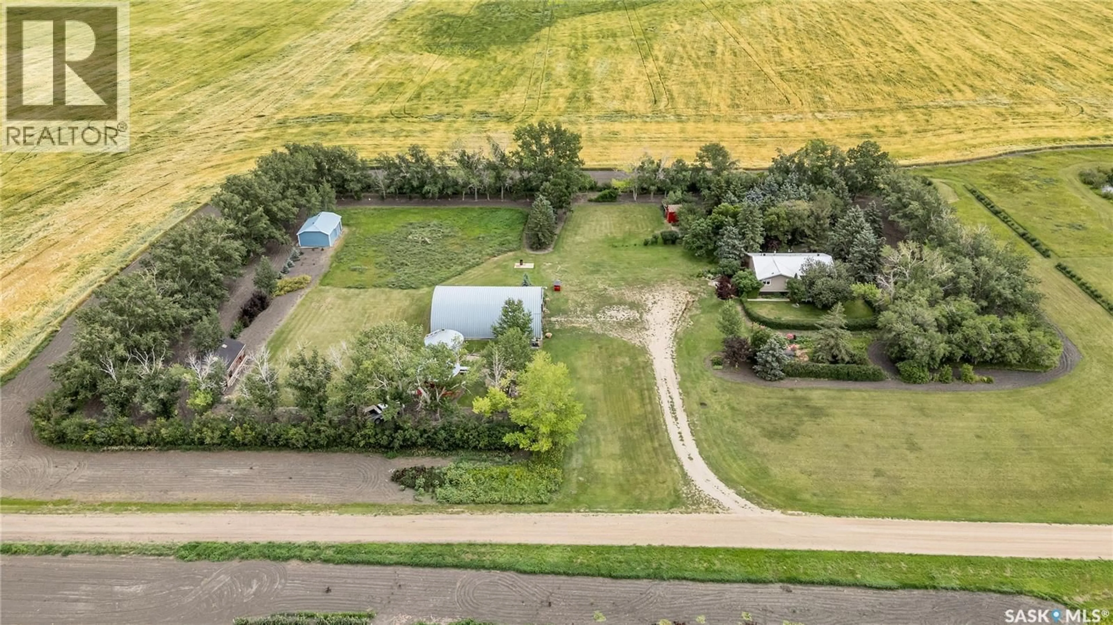 A pic from outside/outdoor area/front of a property/back of a property/a pic from drone, street for PURVES ACREAGE, Lajord Rm No. 128 Saskatchewan S0G4E0
