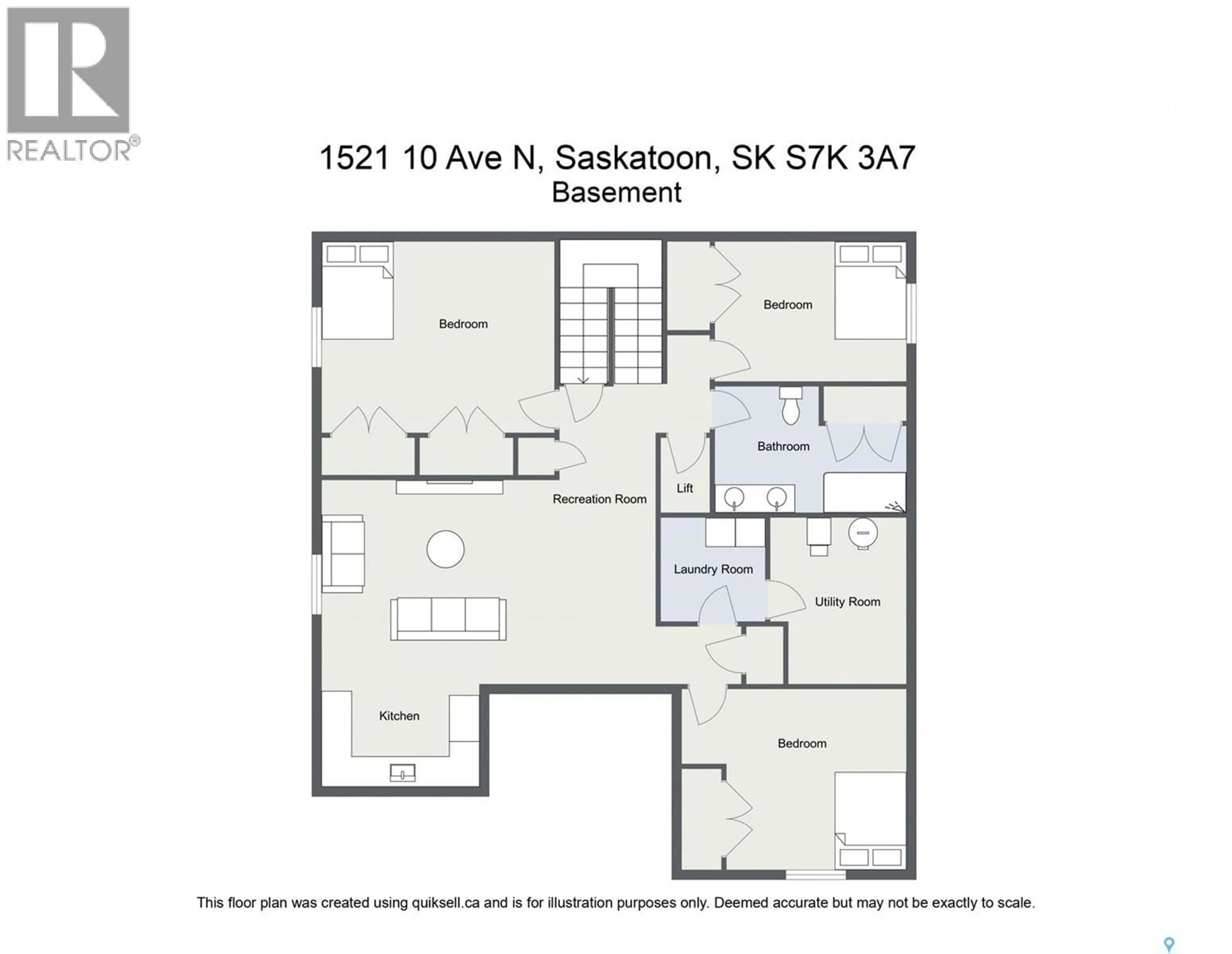 Floor plan for 1521 10TH AVENUE, Saskatoon Saskatchewan S7K3A7
