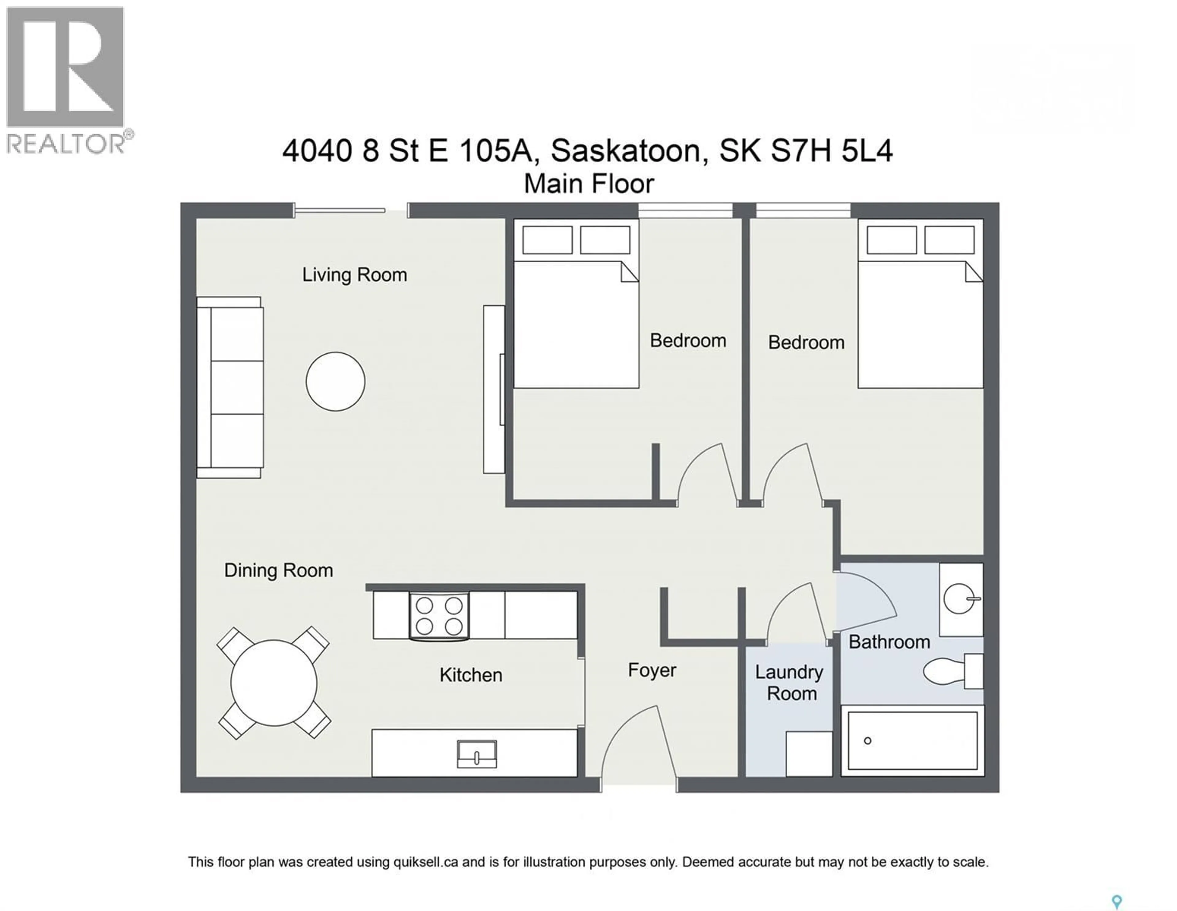Floor plan for 105A 4040 8TH STREET, Saskatoon Saskatchewan S7H5L4
