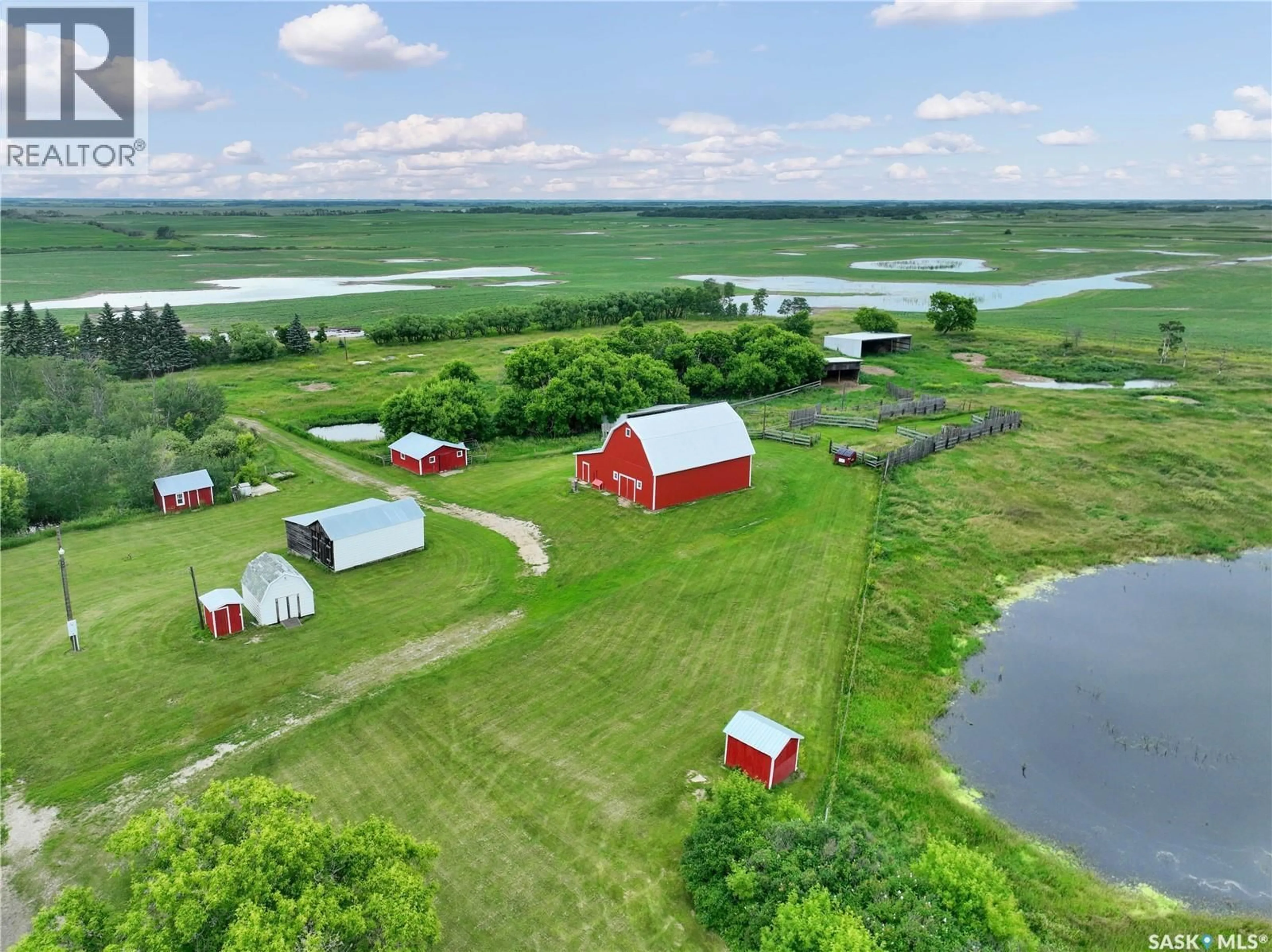 A pic from outside/outdoor area/front of a property/back of a property/a pic from drone, water/lake/river/ocean view for 9 RED BARN ACREAGE, Fertile Belt Rm No. 183 Saskatchewan S0A3Y0