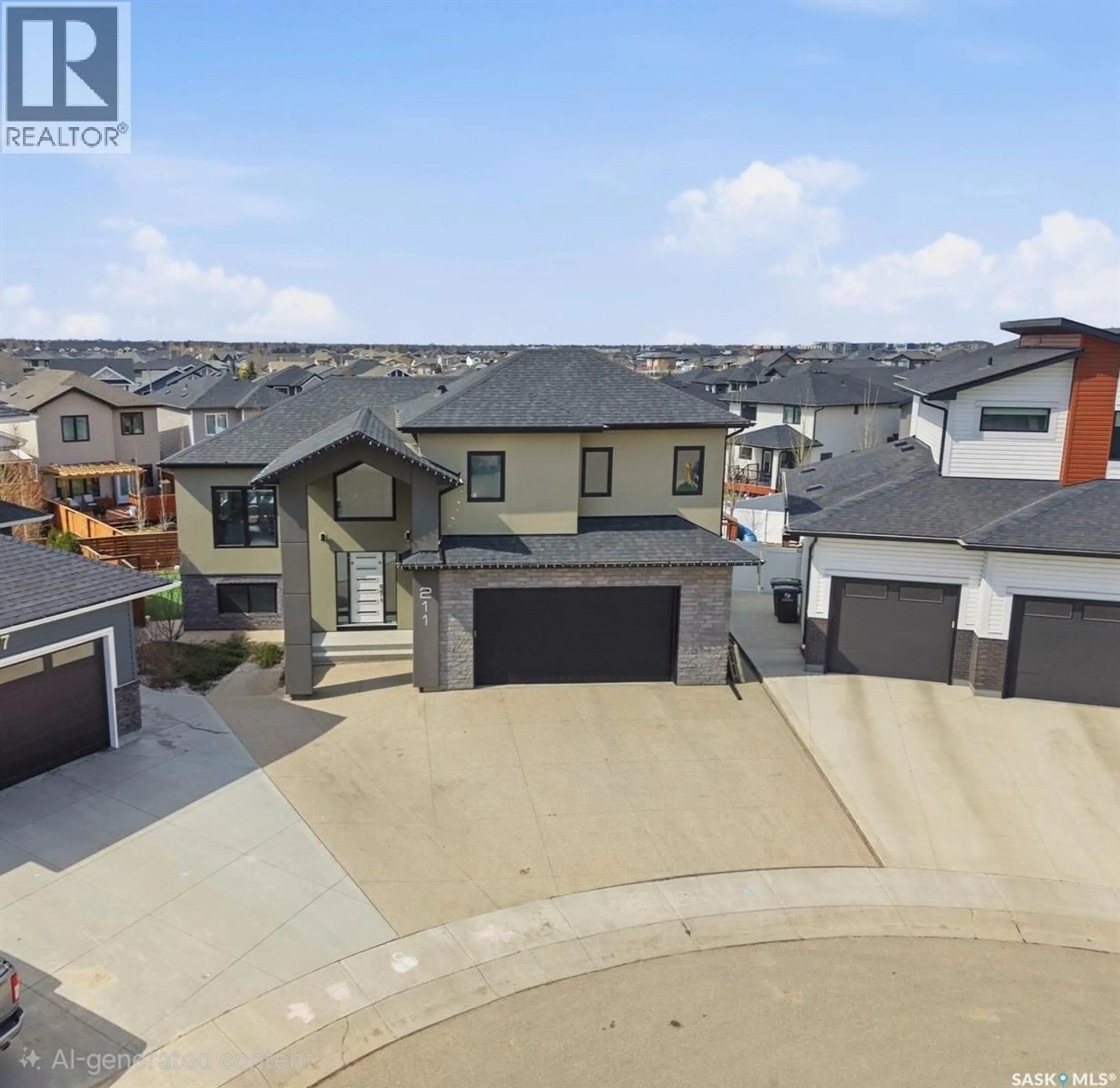 A pic from outside/outdoor area/front of a property/back of a property/a pic from drone, street for 211 BURGESS BAY, Saskatoon Saskatchewan S7V0S3
