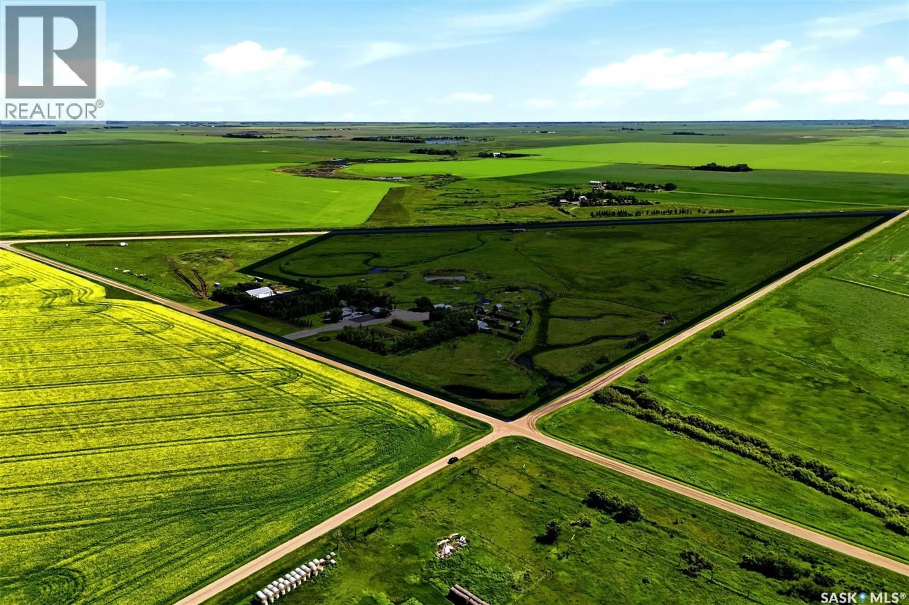 A pic from outside/outdoor area/front of a property/back of a property/a pic from drone, building for KRONAU ACREAGE - 52.86 ACRES, Lajord Rm No. 128 Saskatchewan S0G2T0
