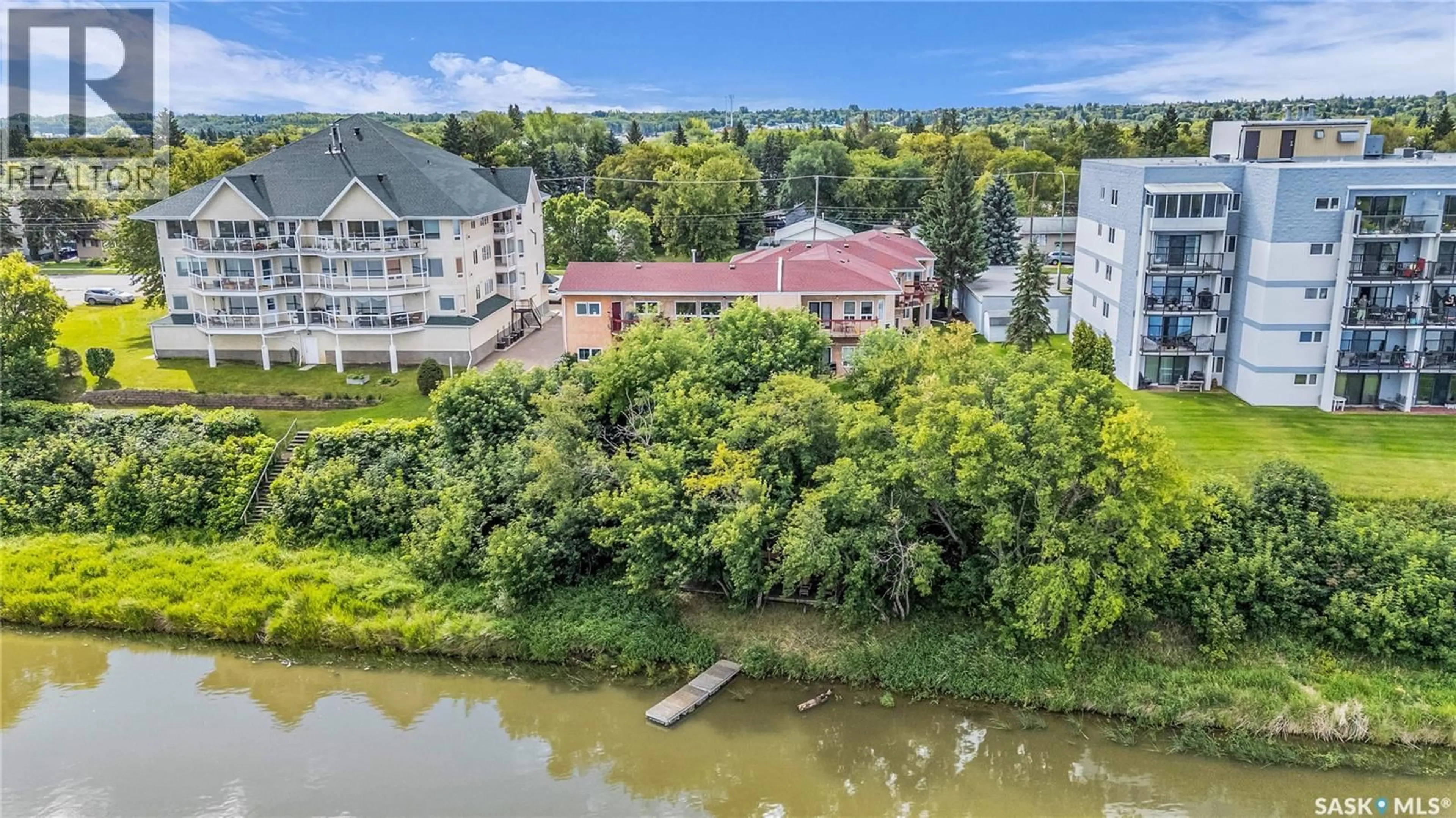 A pic from outside/outdoor area/front of a property/back of a property/a pic from drone, water/lake/river/ocean view for A2 - 532 RIVER STREET, Prince Albert Saskatchewan S6V0A6