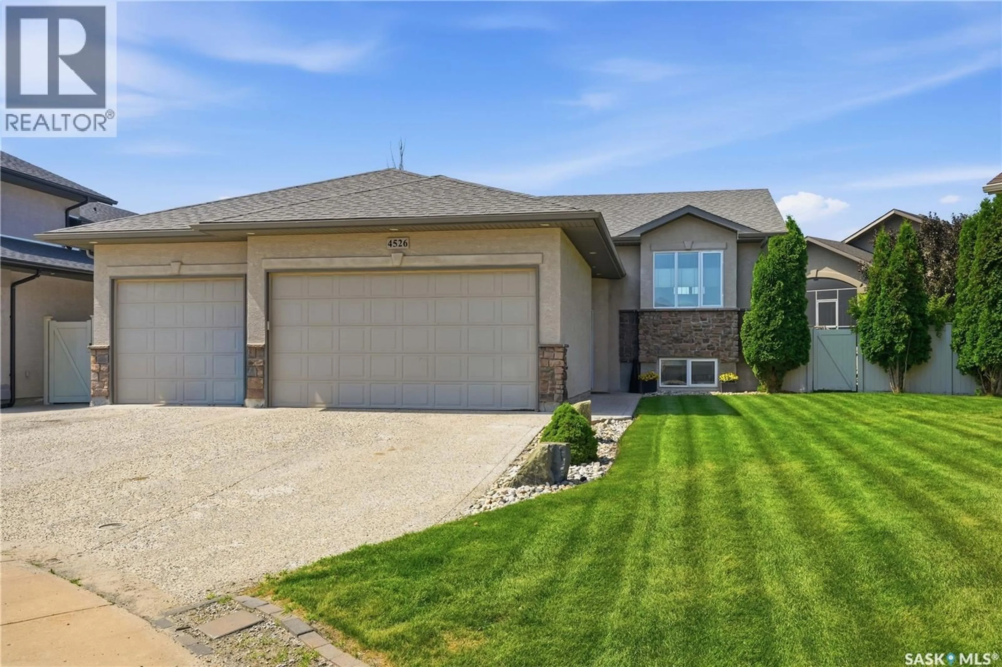 Home with vinyl exterior material, street for 4526 BRASS CRESCENT, Regina Saskatchewan S4X0C5