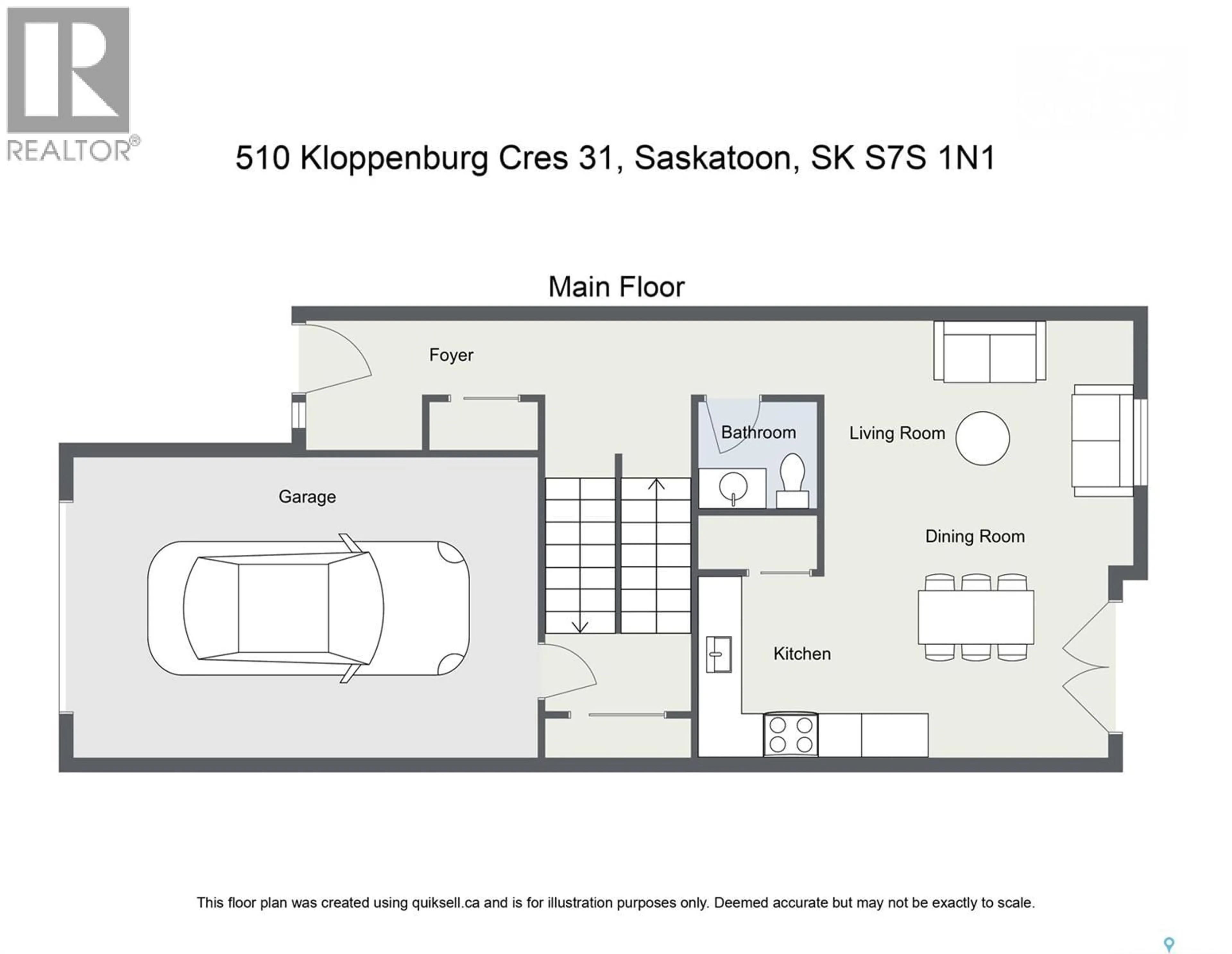 Floor plan for 510 - 31 KLOPPENBURG CRESCENT, Saskatoon Saskatchewan S7W0X8