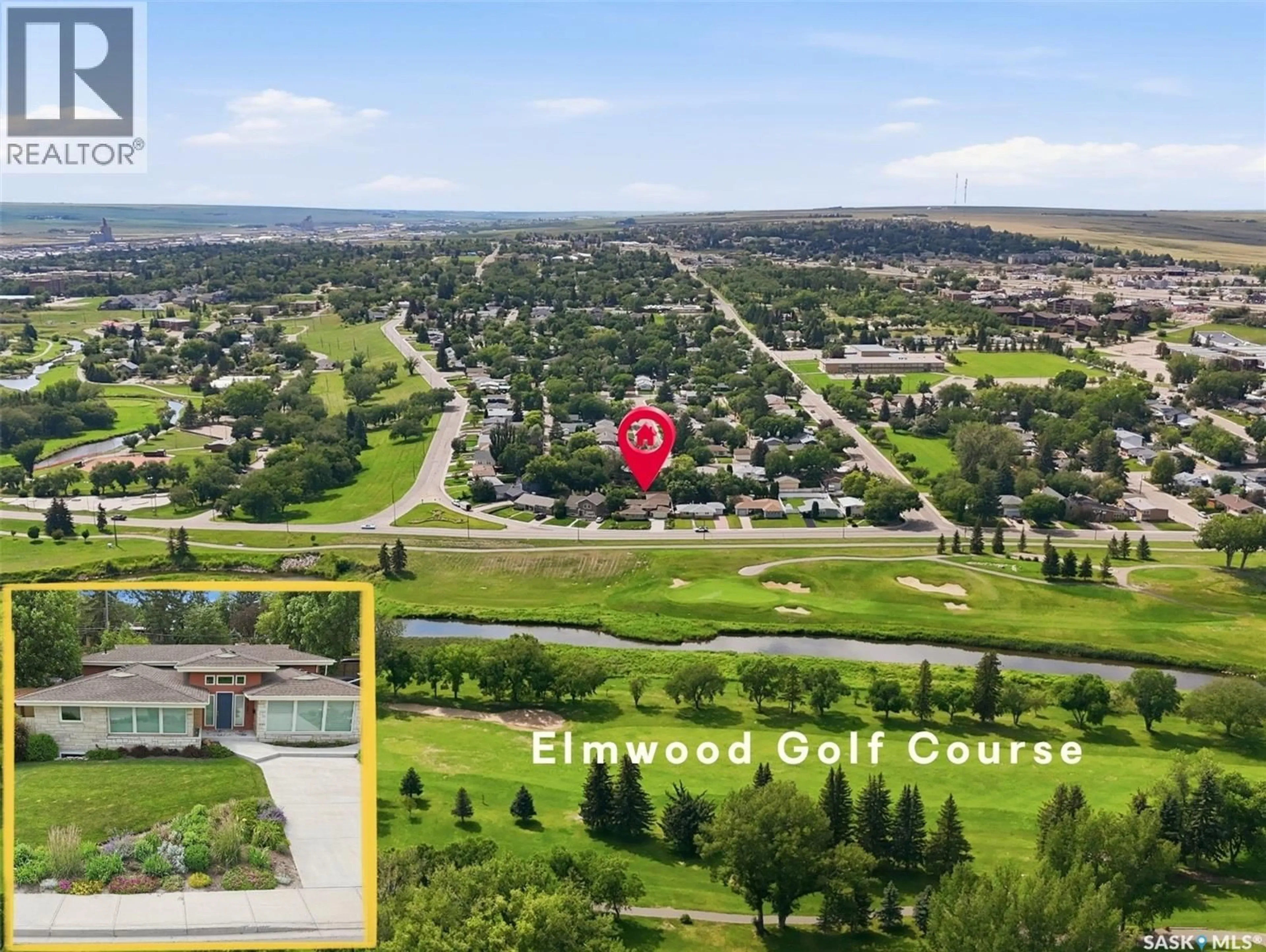 A pic from outside/outdoor area/front of a property/back of a property/a pic from drone, water/lake/river/ocean view for 1165 NORTH HILL DRIVE, Swift Current Saskatchewan S9H1X8