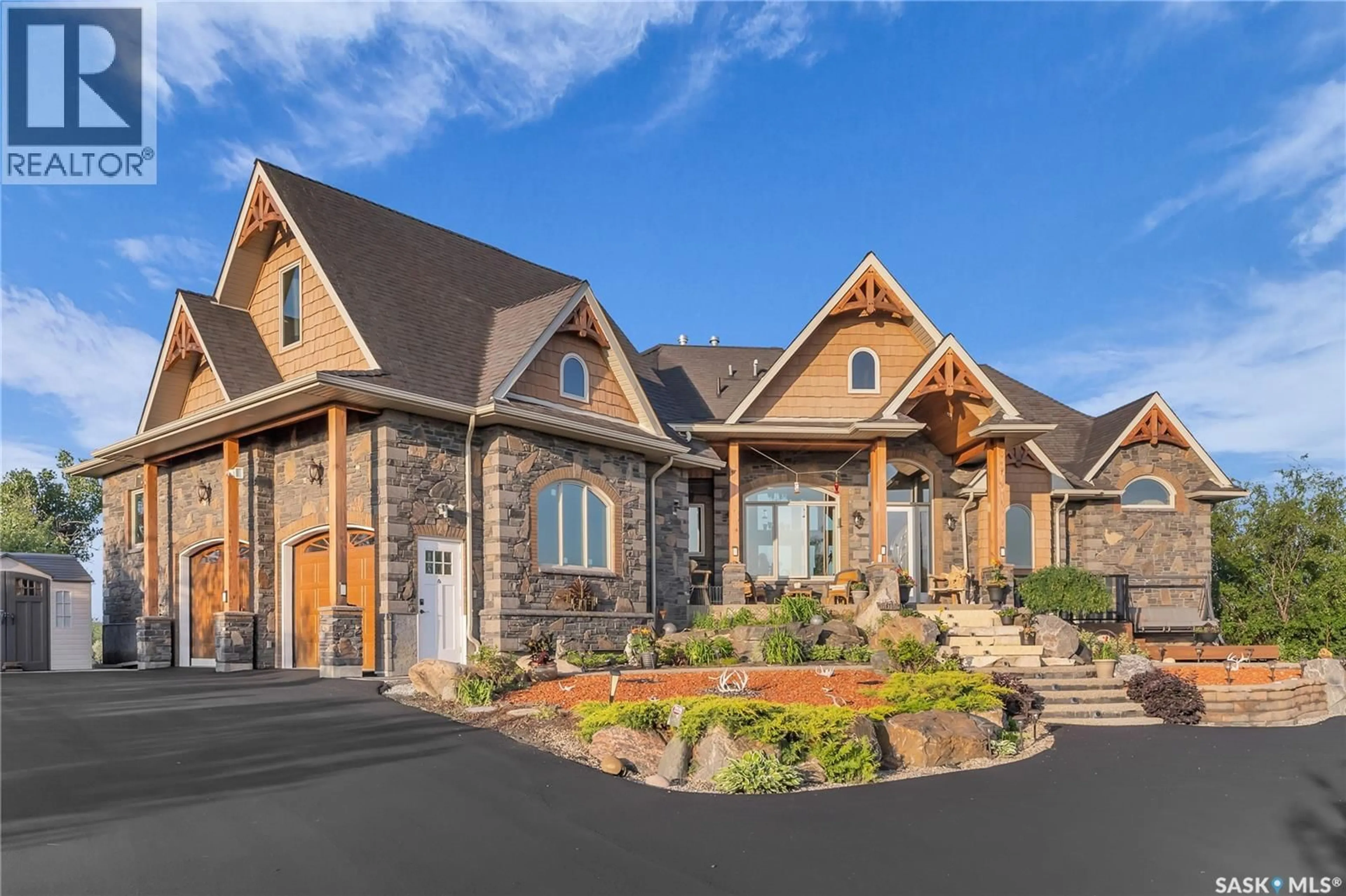 Home with brick exterior material, mountain view for DURRETTE RIVERFRONT ACREAGE, South Saskatchewan River Saskatchewan S7K3J6