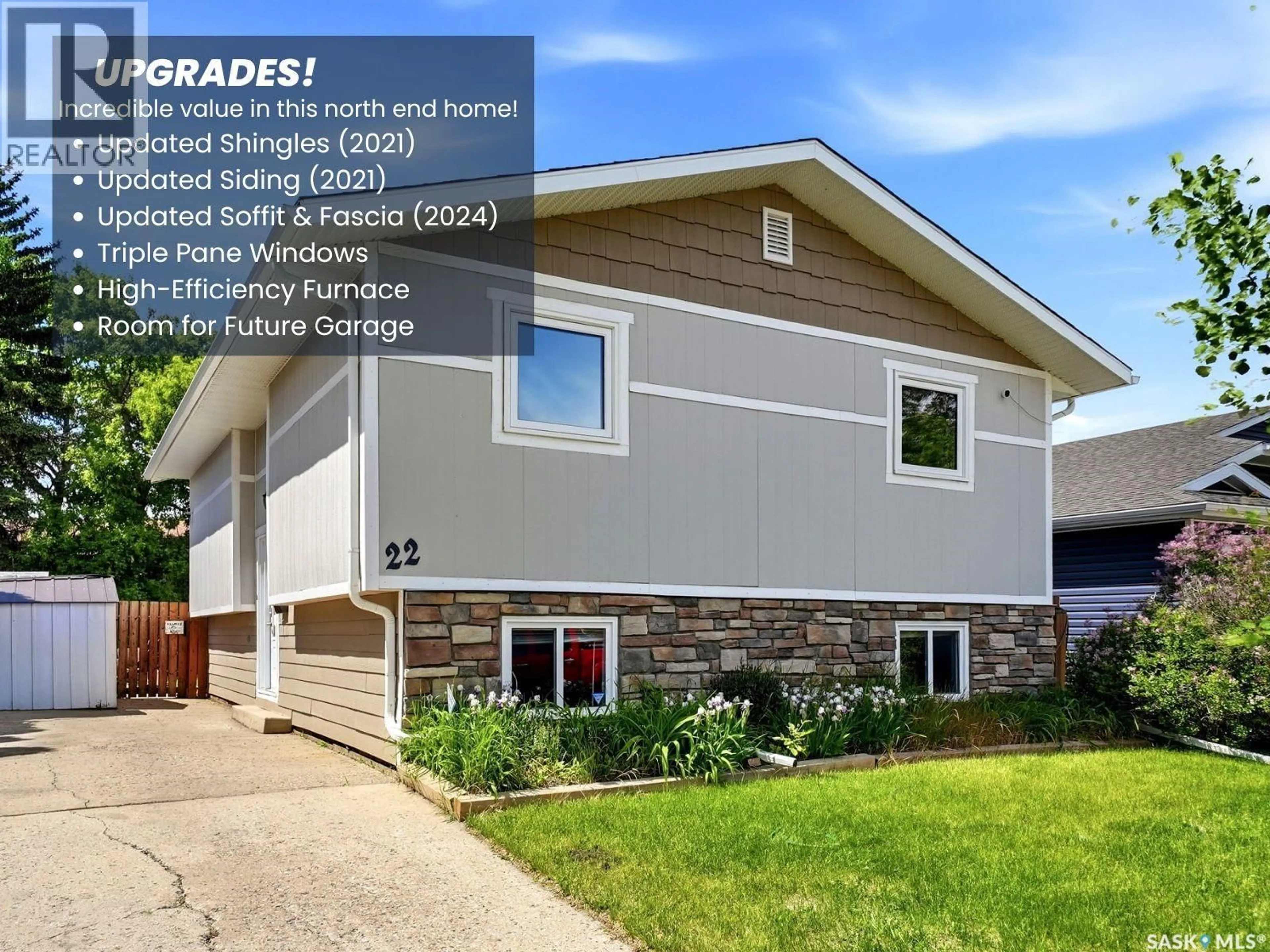 Home with vinyl exterior material, street for 22 SALEMKA CRESCENT, Regina Saskatchewan S4R7S1