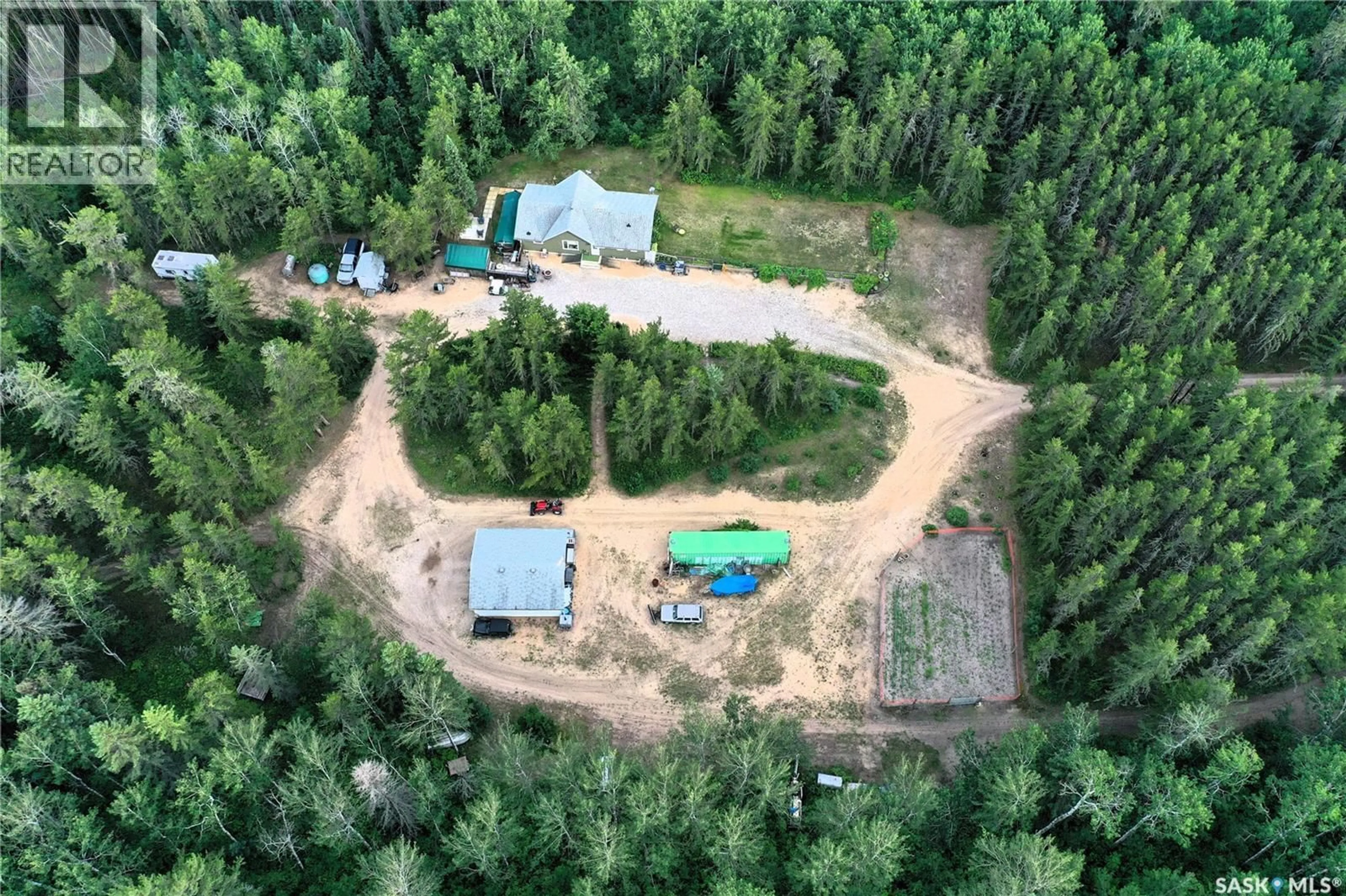 A pic from outside/outdoor area/front of a property/back of a property/a pic from drone, forest/trees view for MACLEOD ACRES, Torch River Rm No. 488 Saskatchewan S0E1E0