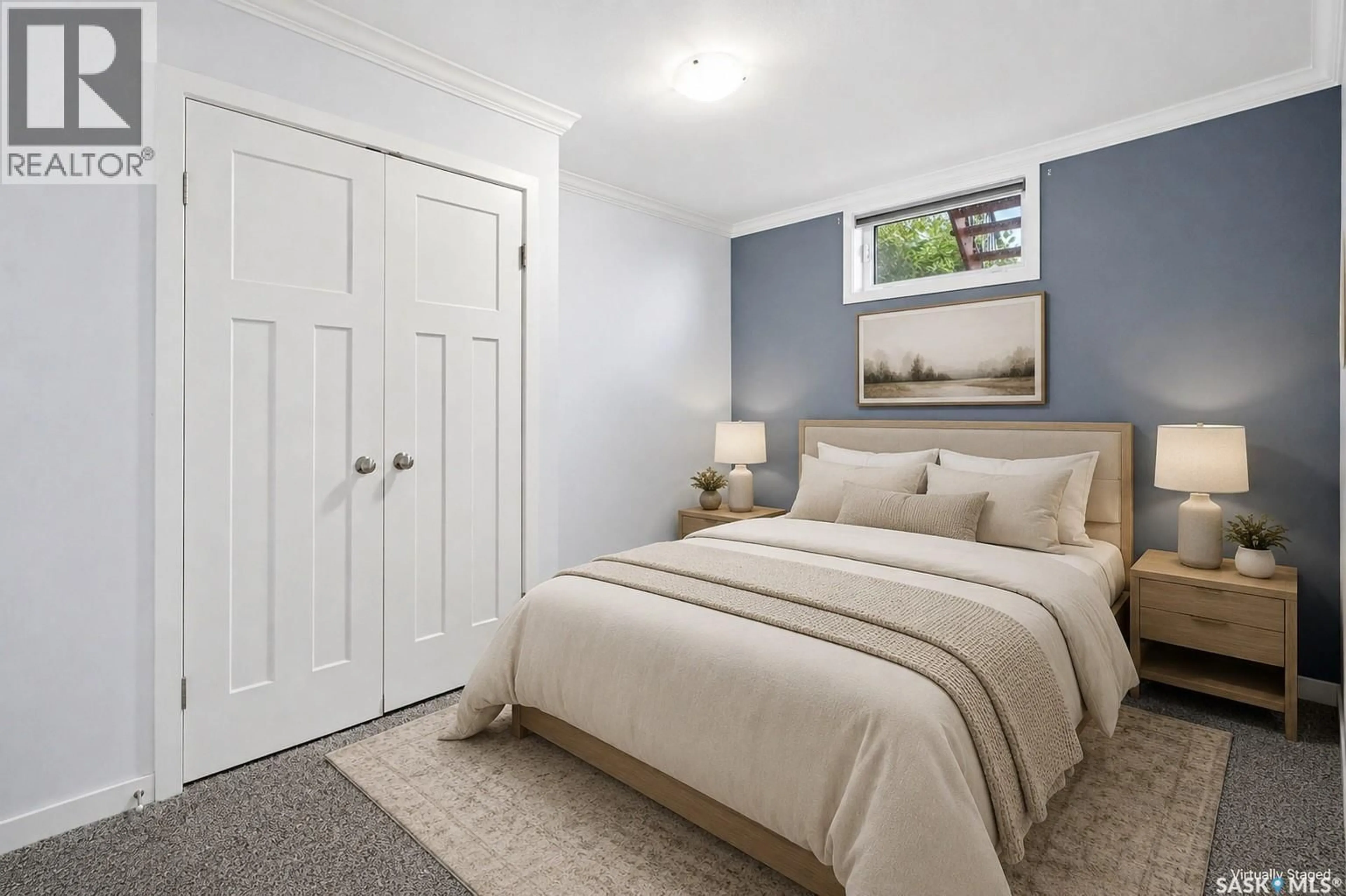 Bedroom with bed, carpet floor for 321 620 CORNISH ROAD, Saskatoon Saskatchewan S7T0Y3