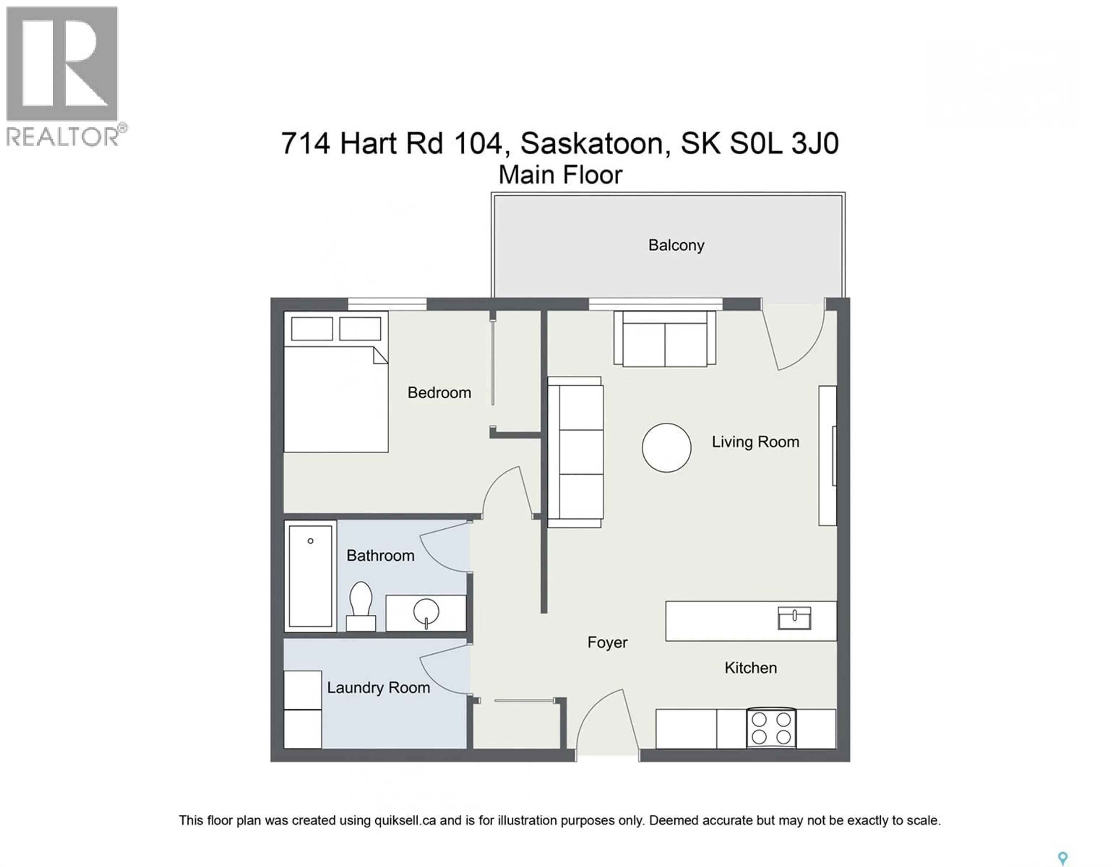 Floor plan for 104 - 714 HART ROAD, Saskatoon Saskatchewan S7M1L2