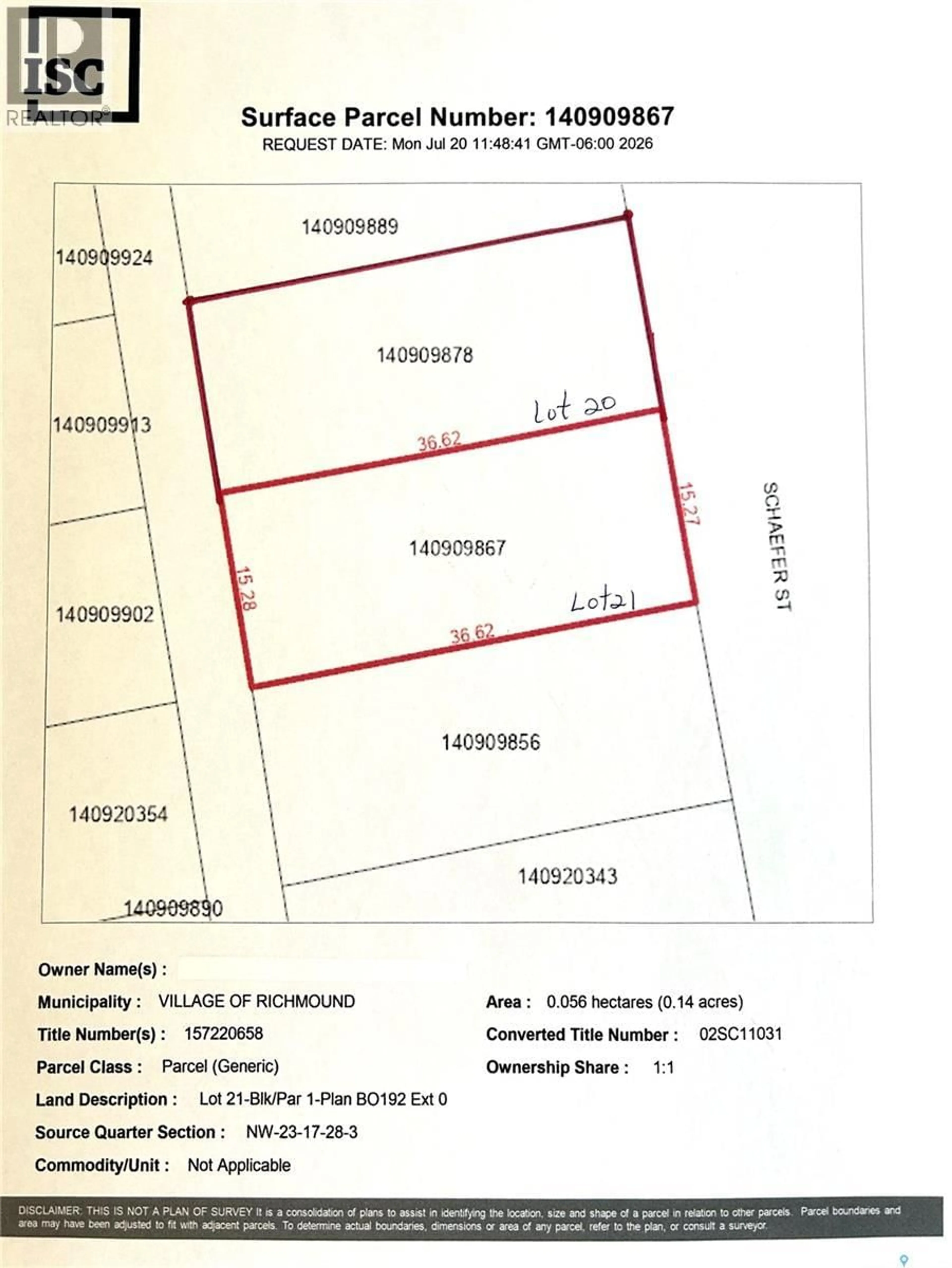 Floor plan for 205 SCHAEFER STREET, Richmound Saskatchewan S0N2E0