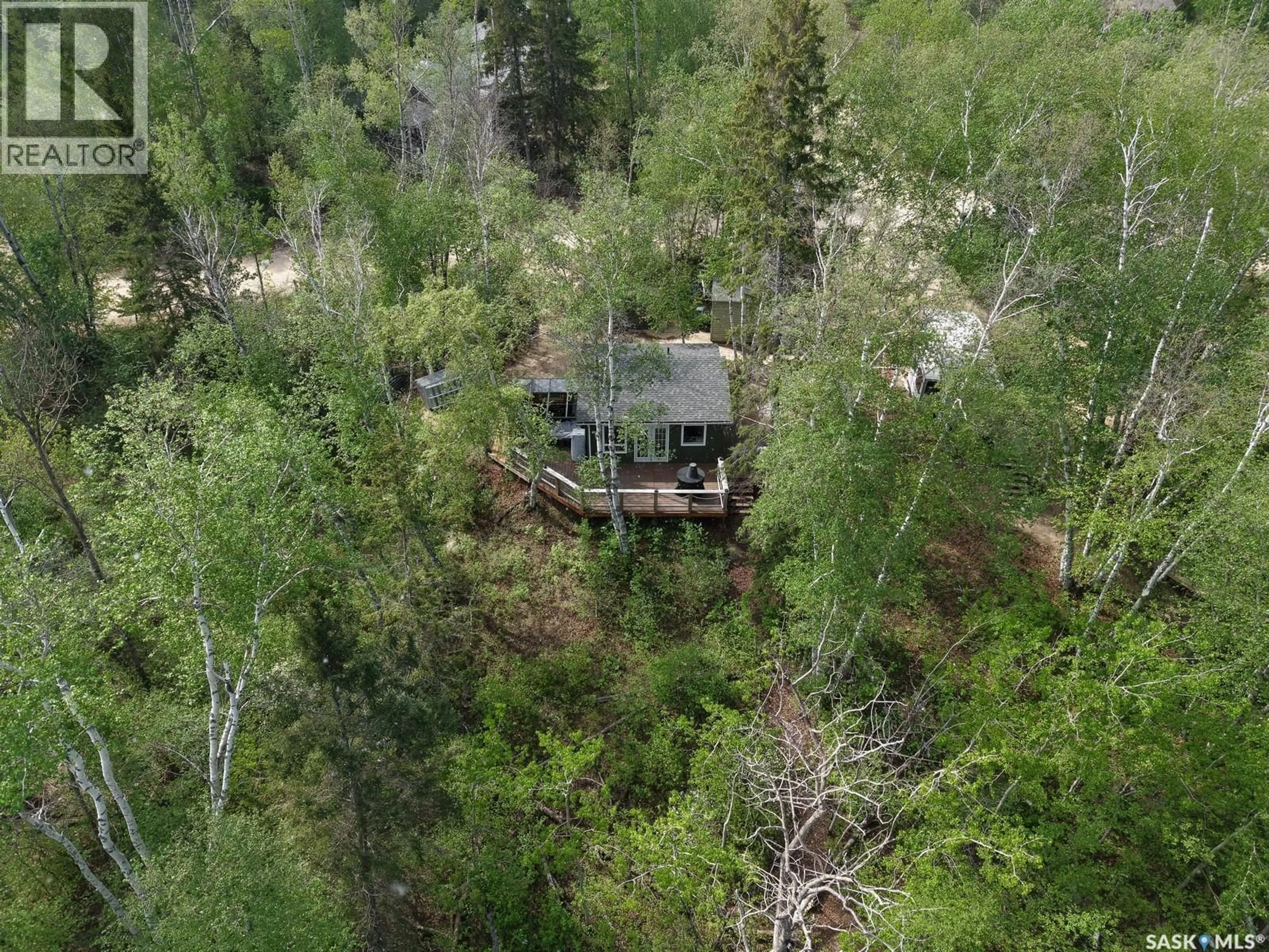 A pic from outside/outdoor area/front of a property/back of a property/a pic from drone, forest/trees view for 1 BIRCH PLACE, Tobin Lake Saskatchewan S0E1E0