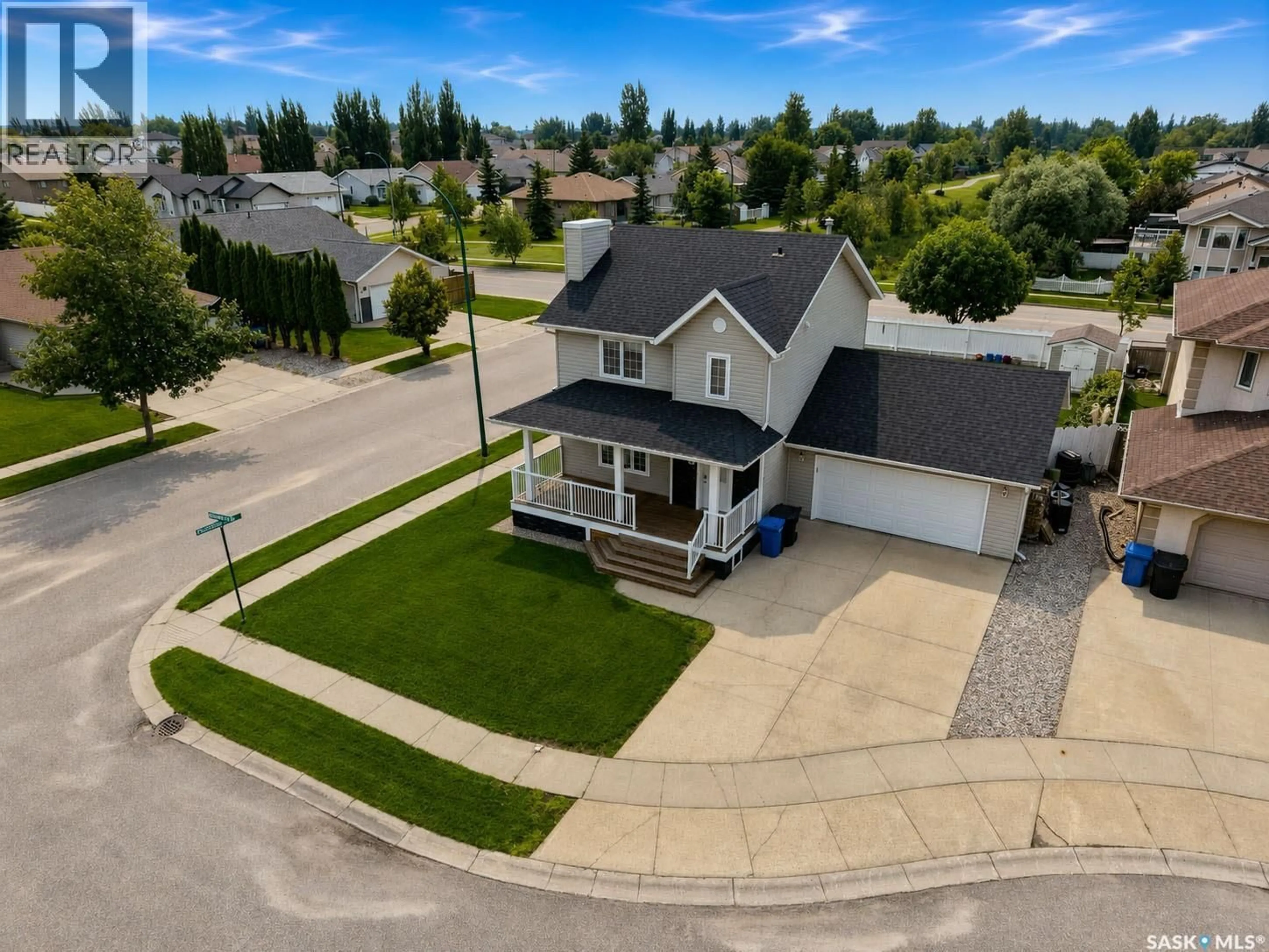 A pic from outside/outdoor area/front of a property/back of a property/a pic from drone, street for 3 MEAGHER PLACE, Prince Albert Saskatchewan S6X1C3
