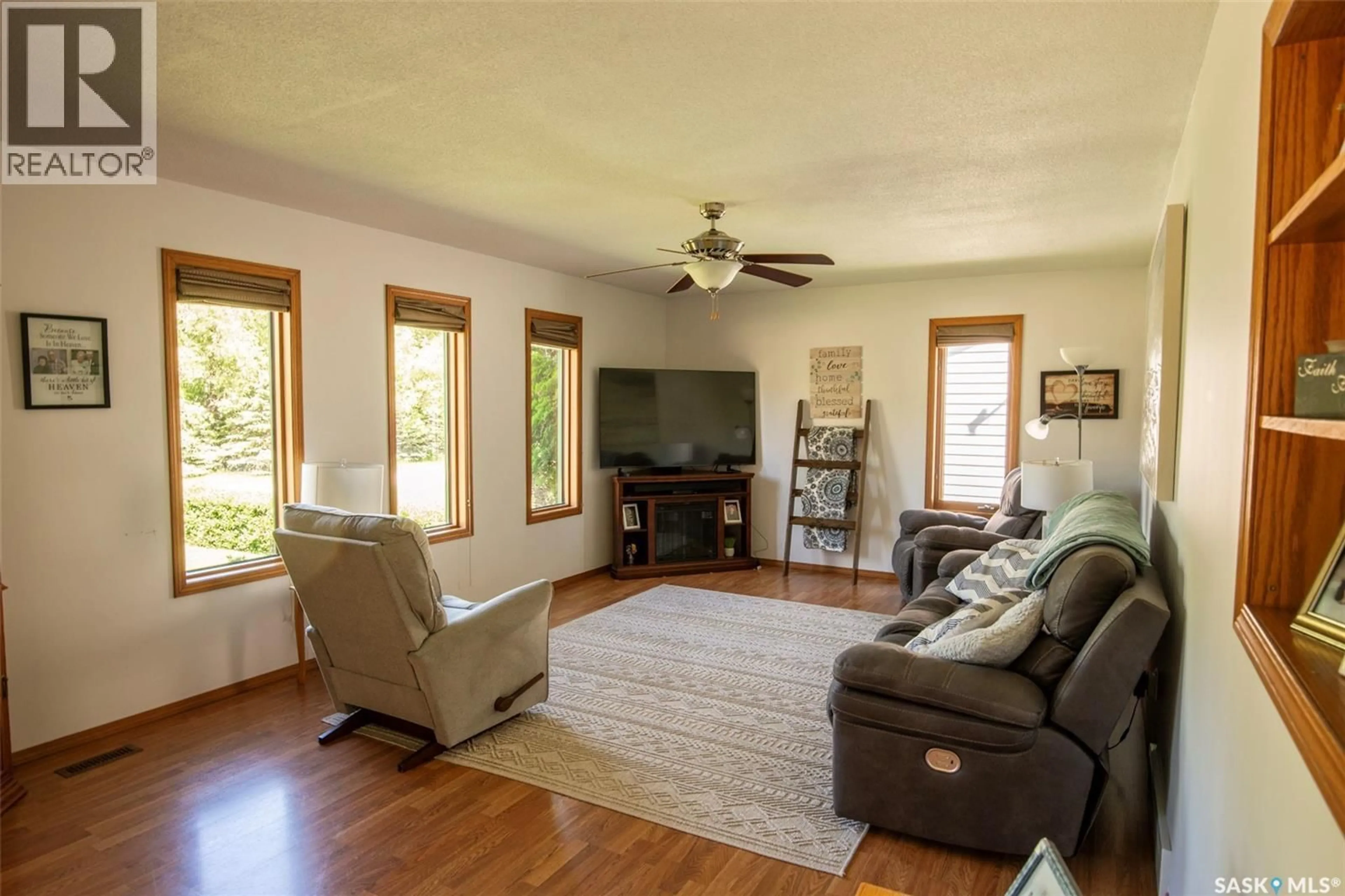 Living room with furniture, wood/laminate floor for 447 1ST STREET, Annaheim Saskatchewan S0K0G0