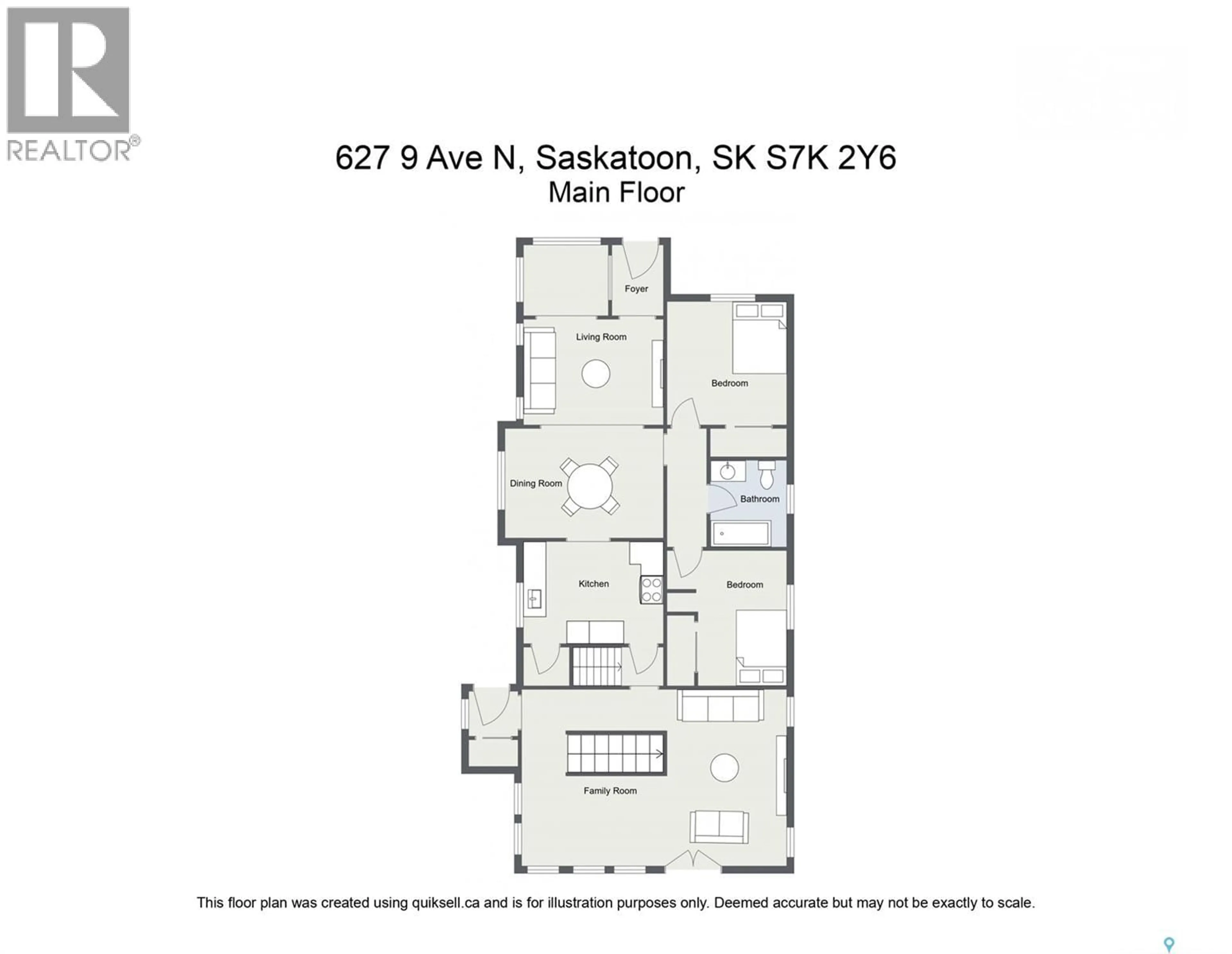 Floor plan for 627 9TH AVENUE, Saskatoon Saskatchewan S7K2Y6