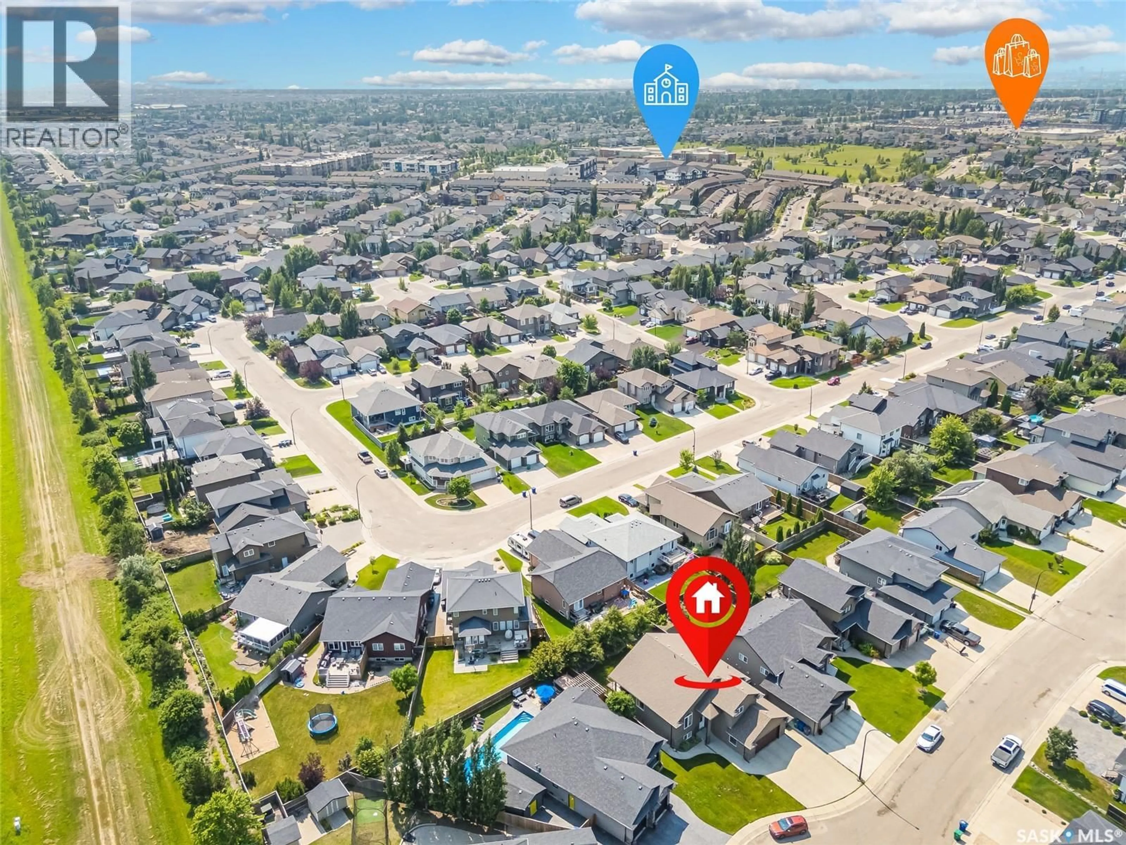 A pic from outside/outdoor area/front of a property/back of a property/a pic from drone, street for 415 PATON PLACE, Saskatoon Saskatchewan S7W0B8
