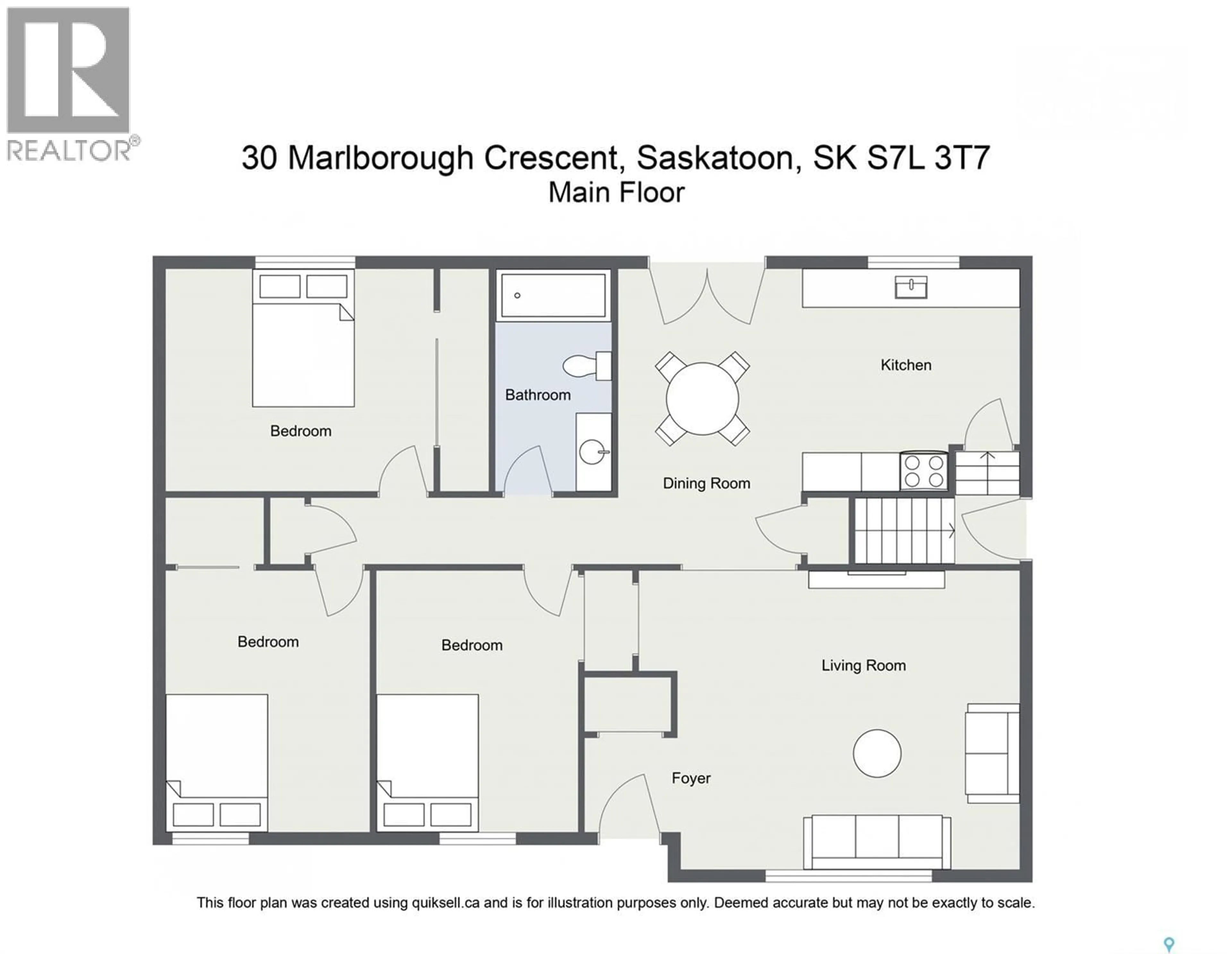 Floor plan for 30 MARLBOROUGH CRESCENT, Saskatoon Saskatchewan S7L3T7