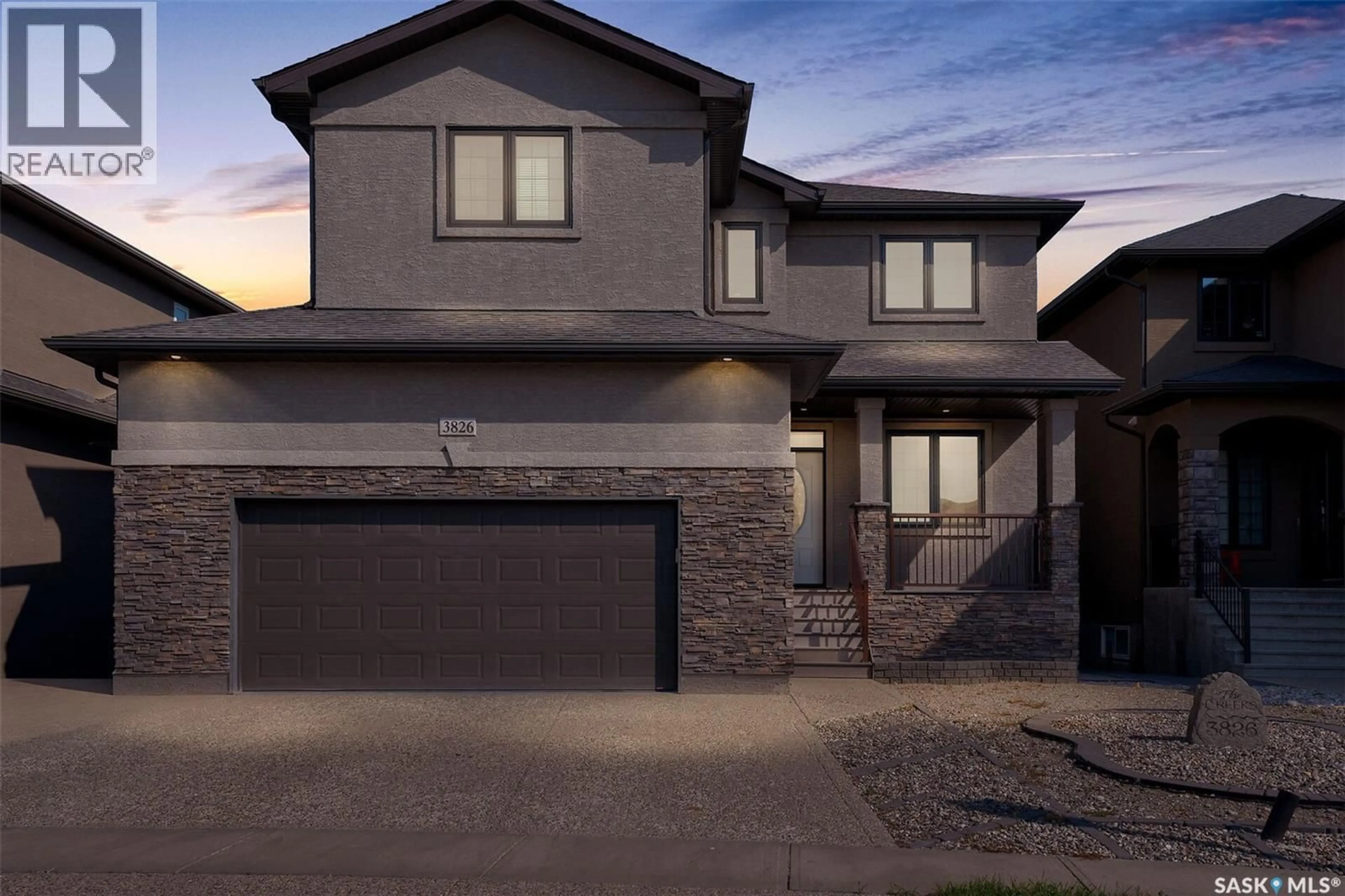 Home with brick exterior material, street for 3826 GOLDFINCH WAY, Regina Saskatchewan S4V1S4