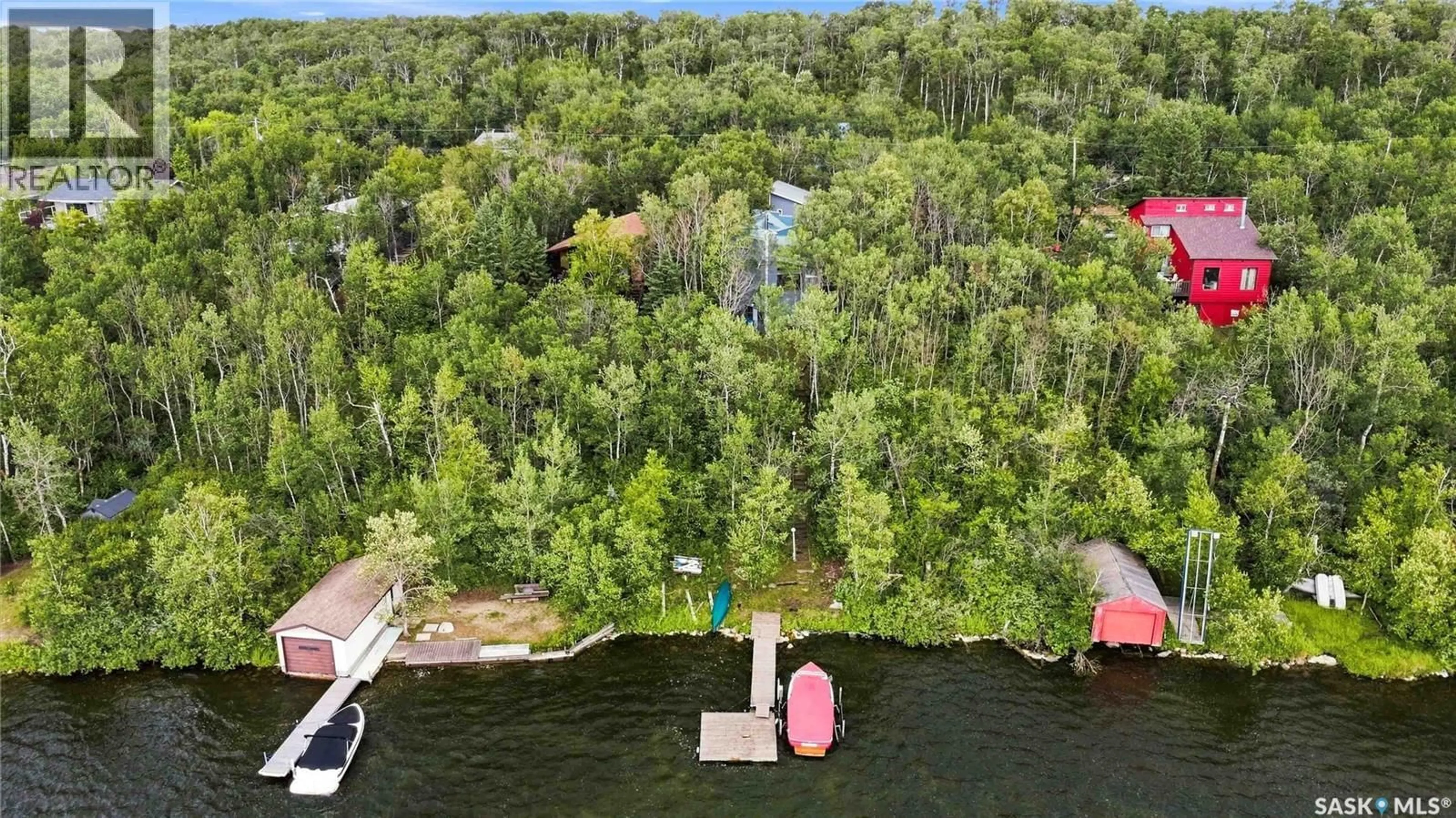 A pic from outside/outdoor area/front of a property/back of a property/a pic from drone, water/lake/river/ocean view for 3409 NICKORICK BEACH, Wakaw Lake Saskatchewan S0K4P0